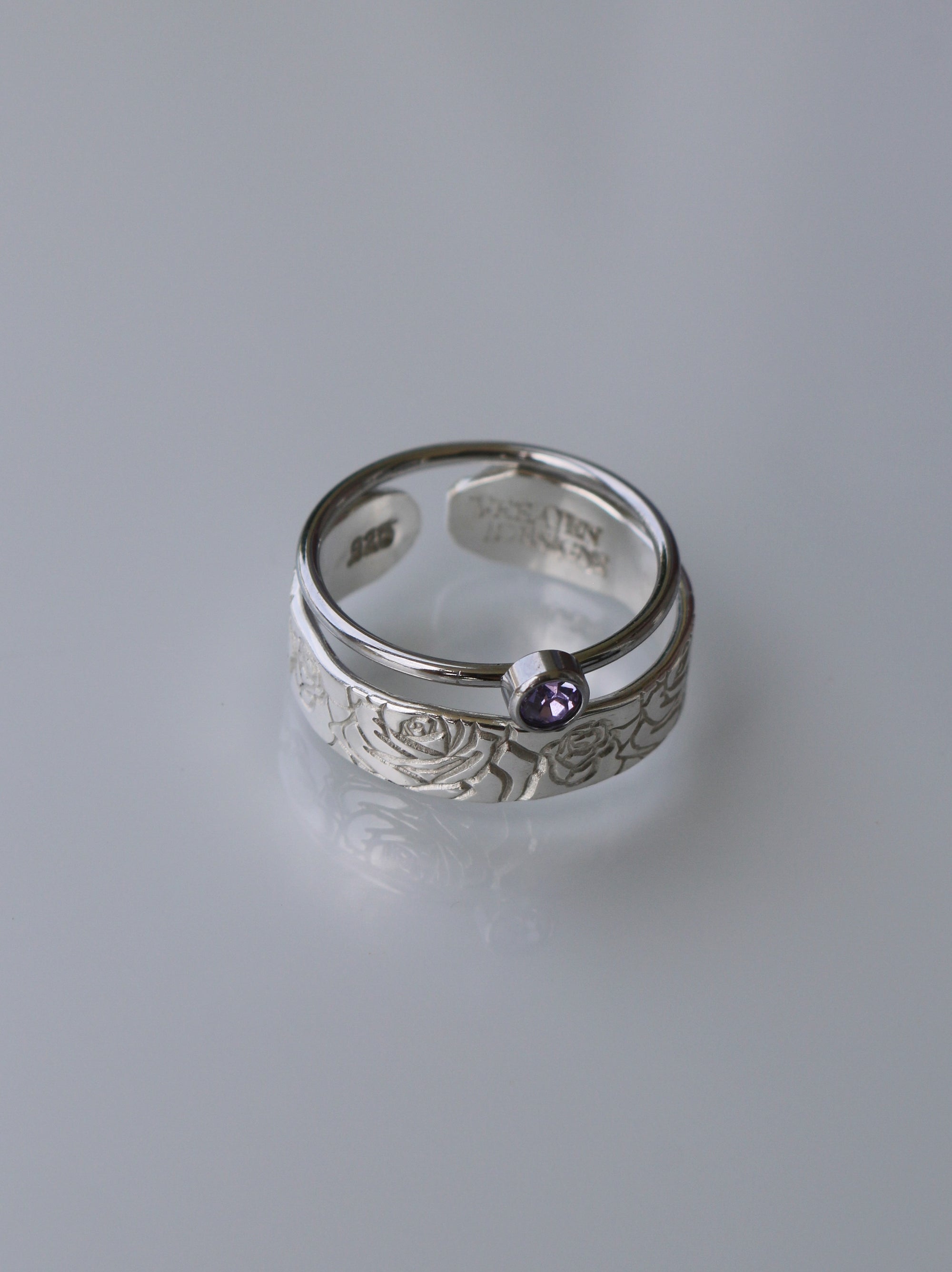Birth Flower and Birthstone Stacking Ring Set - 2 Rings