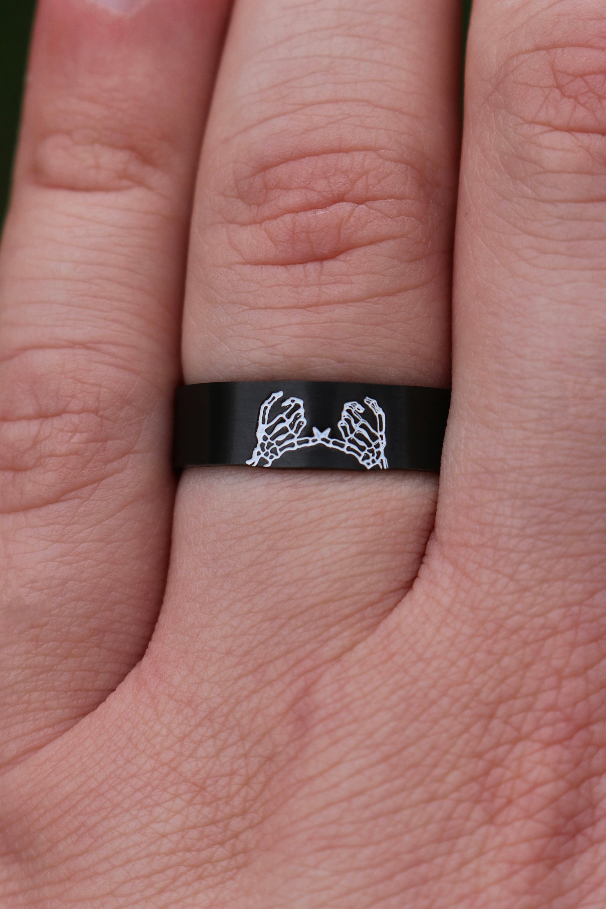 Double Skeleton Pinky Promise Ring - Black Stainless Steel