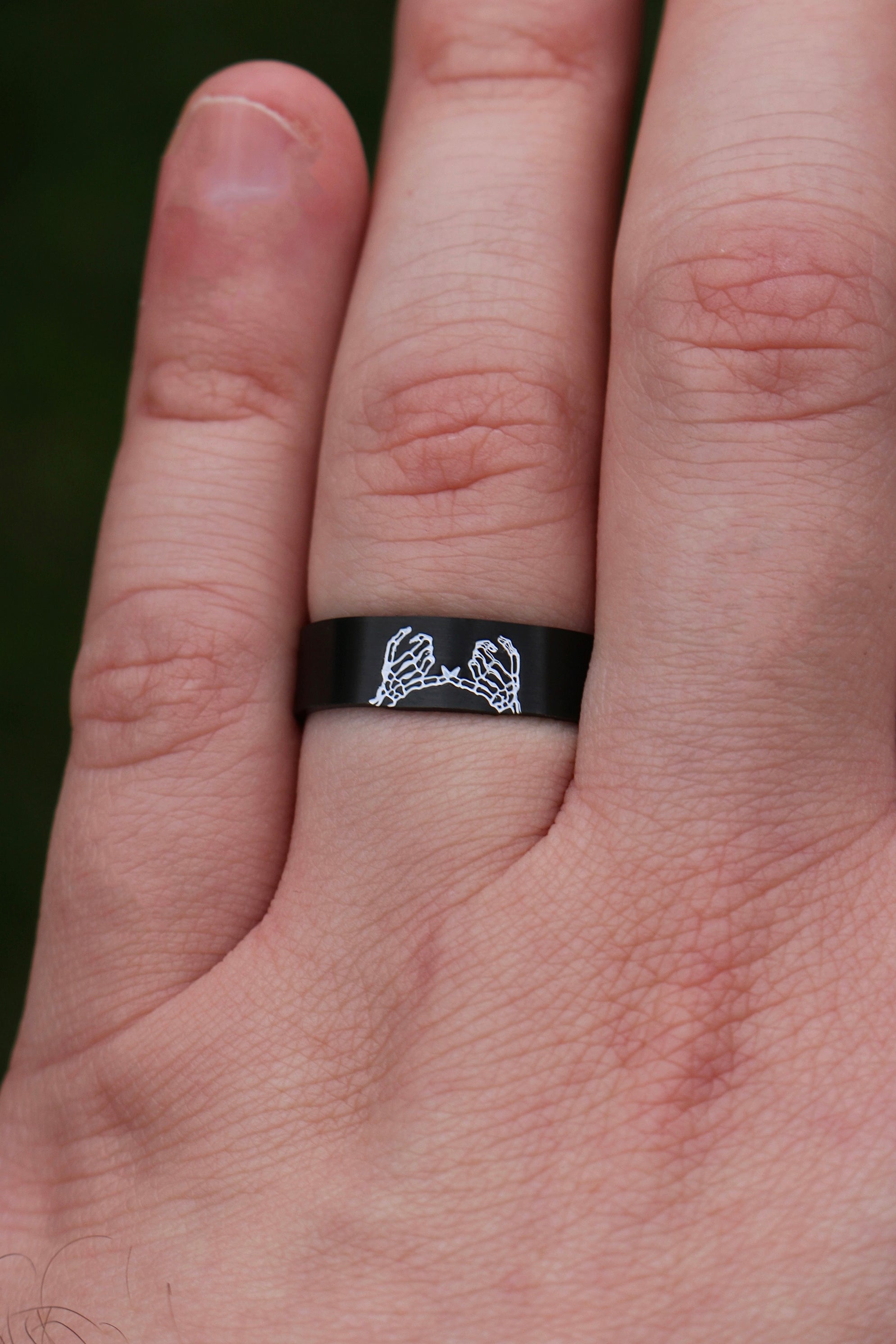 Double Skeleton Pinky Promise Ring - Black Stainless Steel