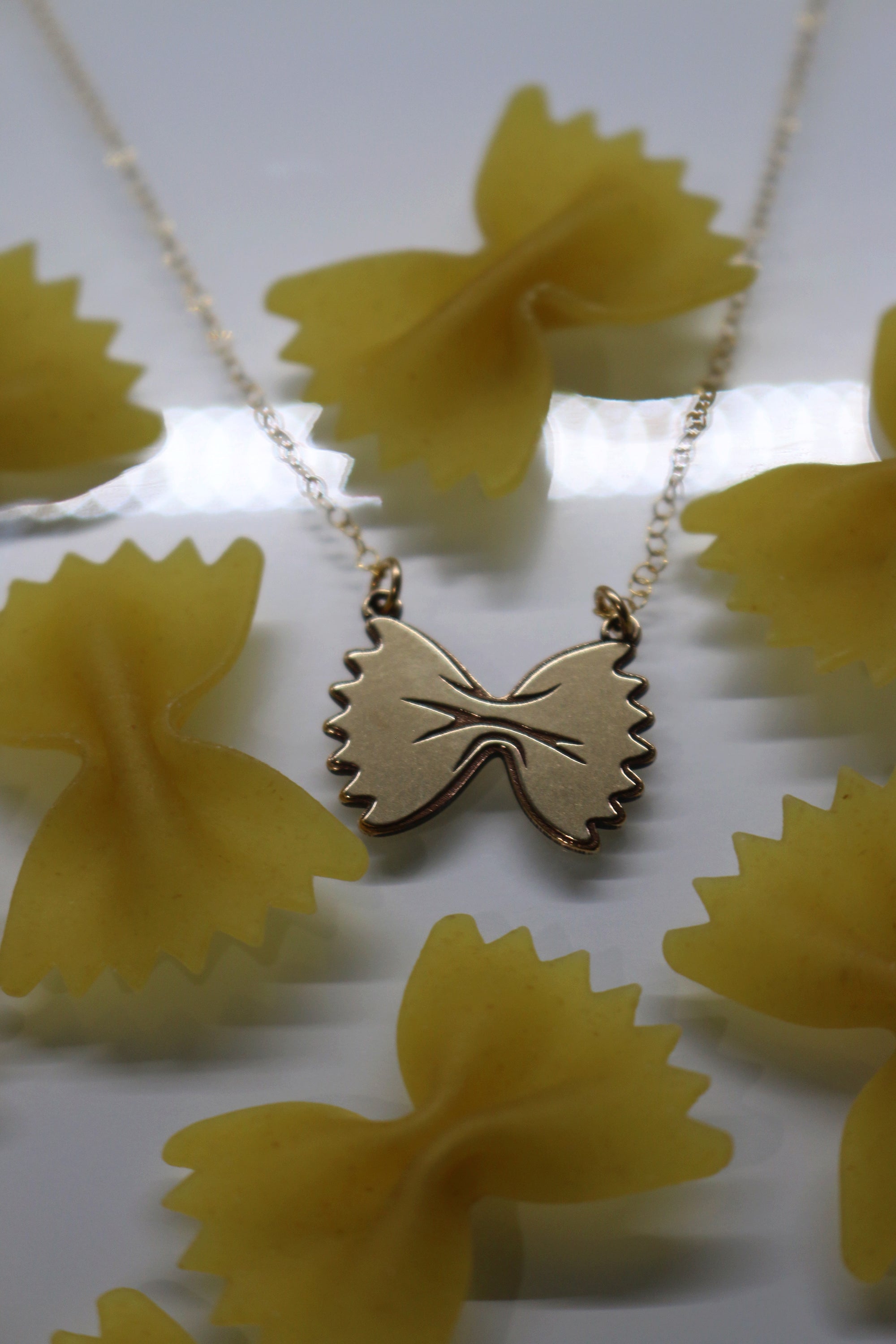 Bow Tie Pasta Necklace - Gold Filled