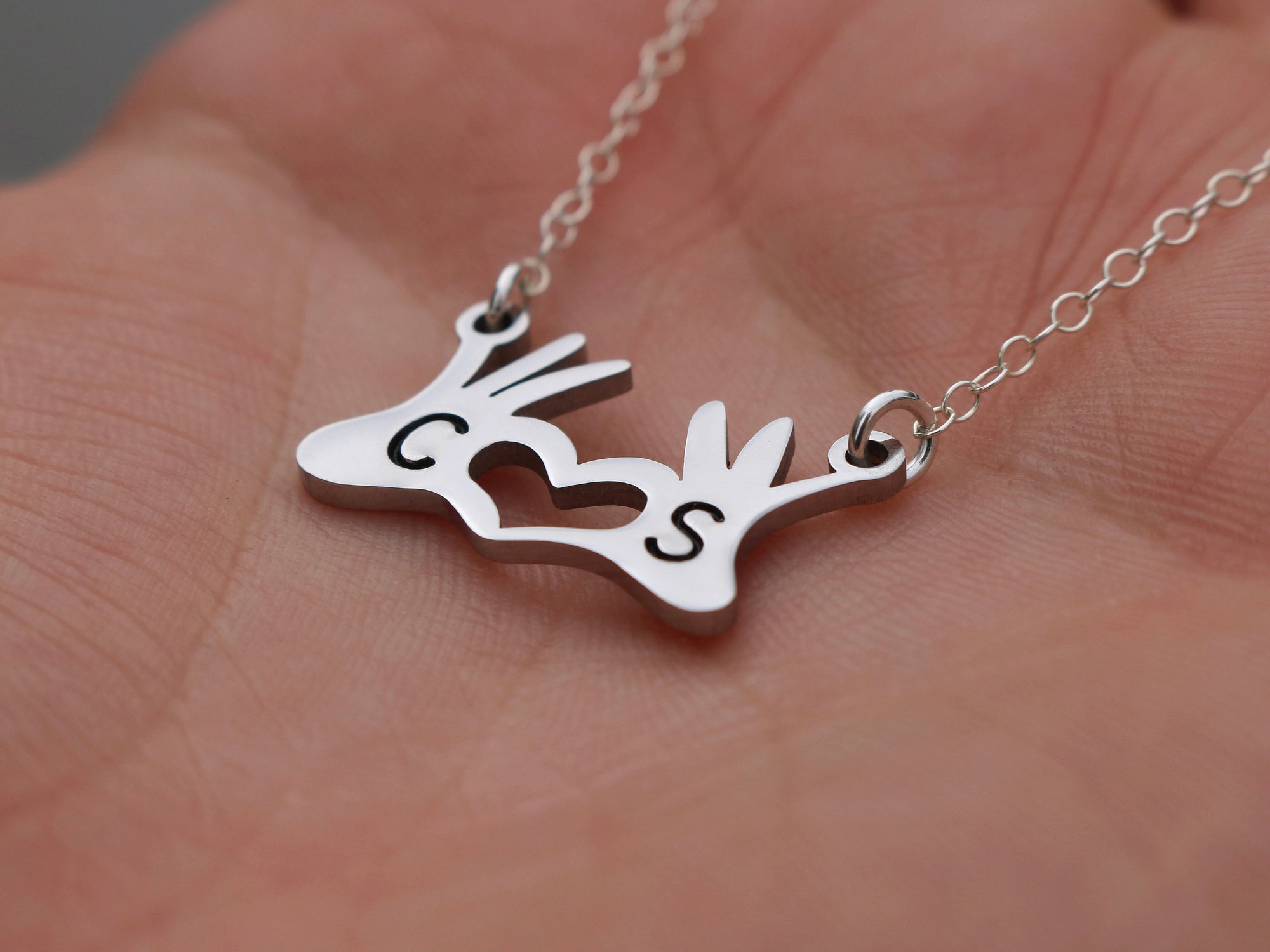 Custom Hand Heart Initials Necklace