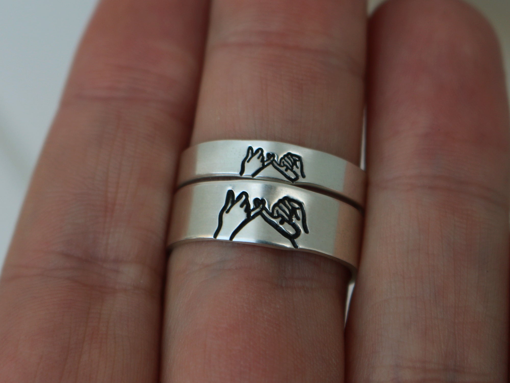 Thin and Wide Pinky Swear Ring Set