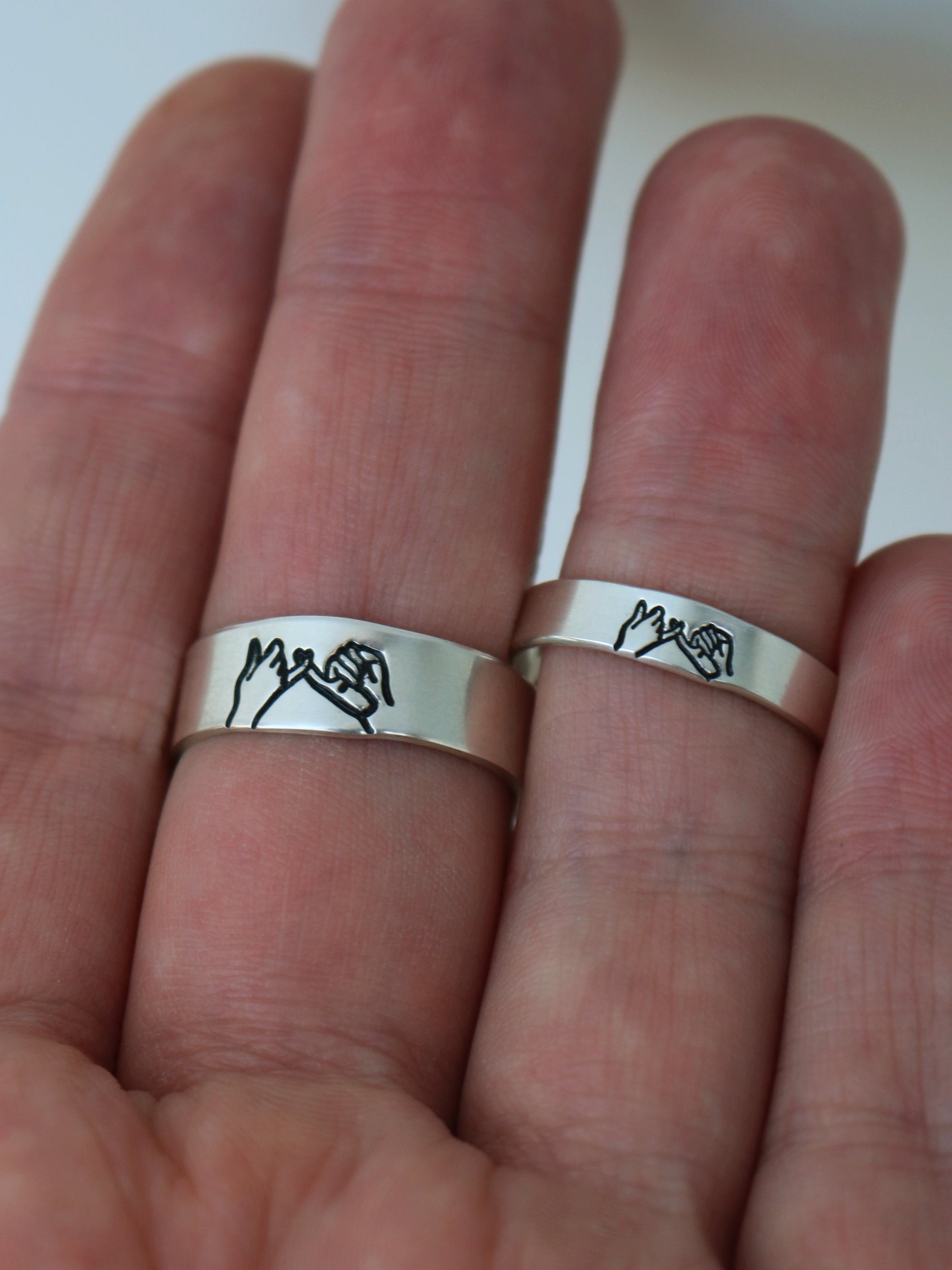 Thin and Wide Pinky Swear Ring Set