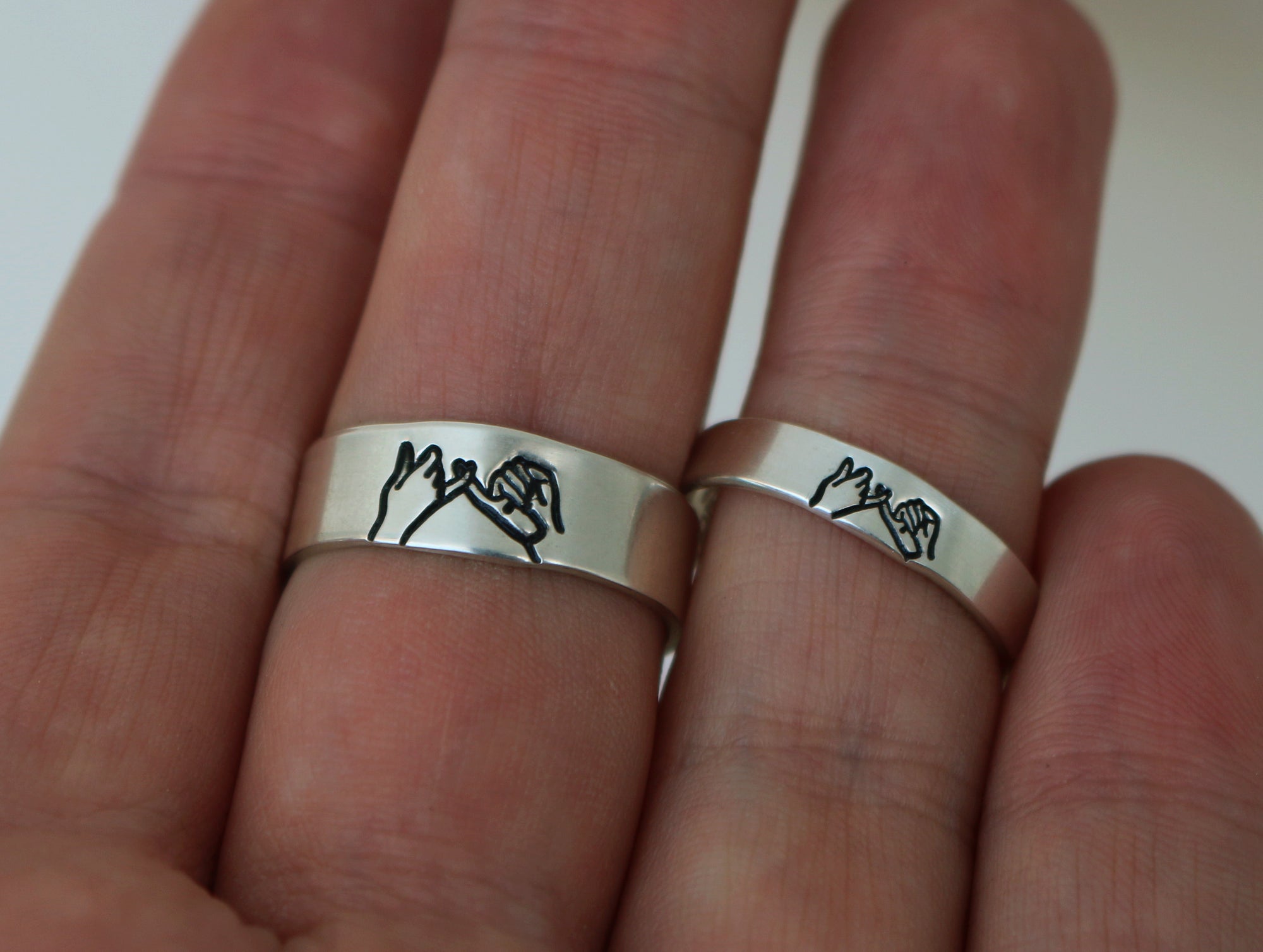 Thin and Wide Pinky Swear Ring Set