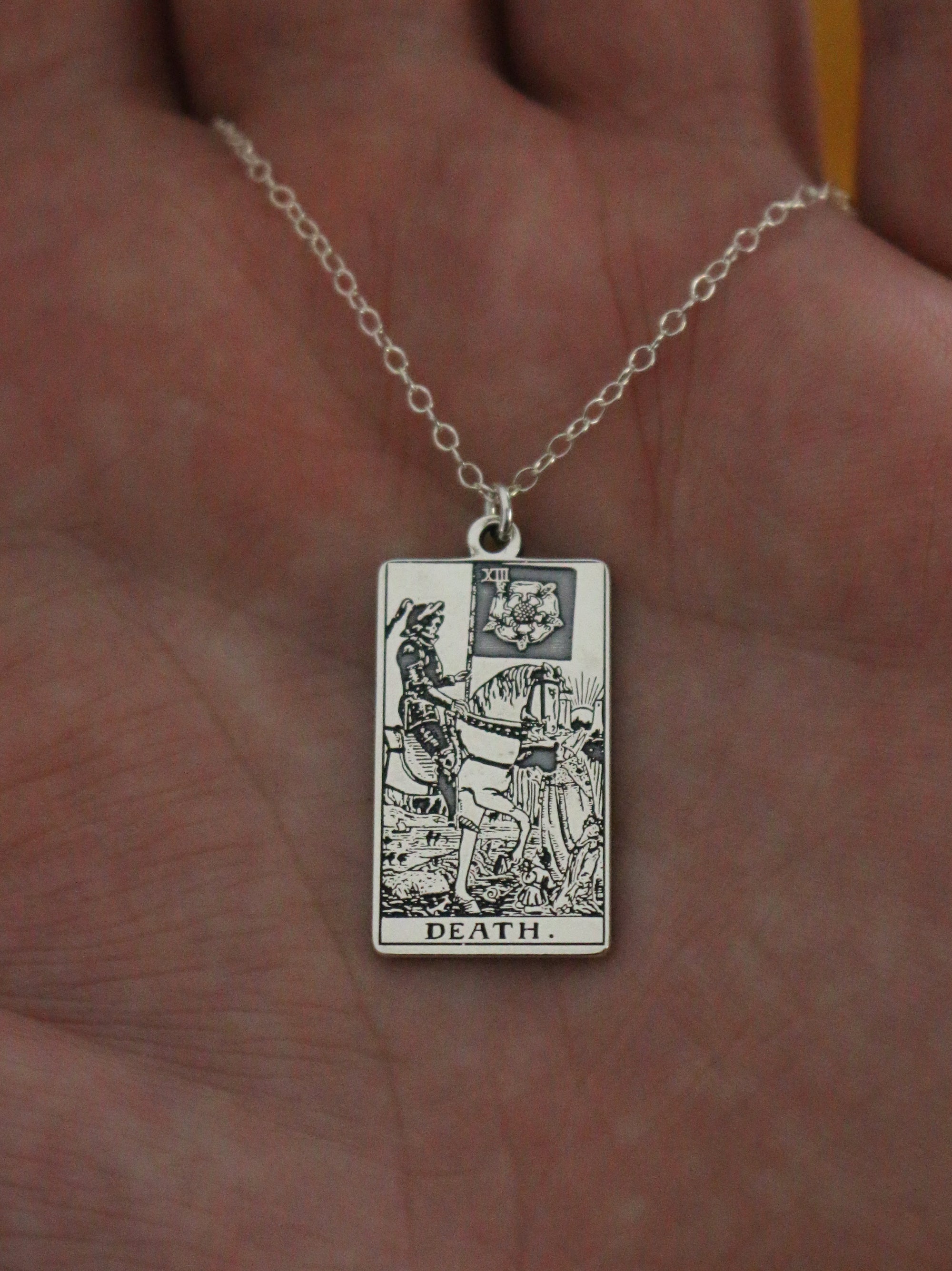 22 CARDS: Large The Major Arcana Tarot Card Necklace - Sterling Silver
