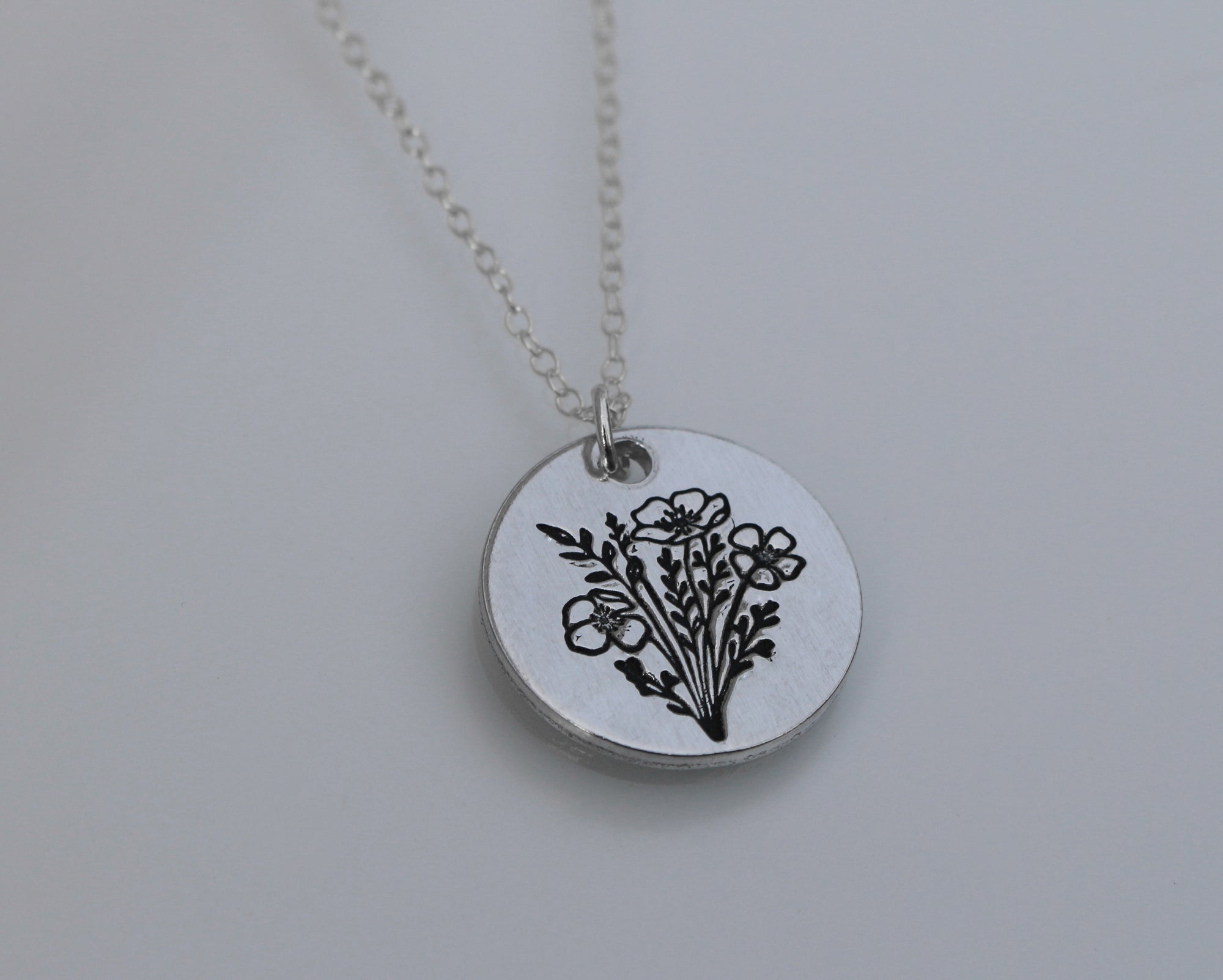 Poppy Bouquet Necklace - Silver