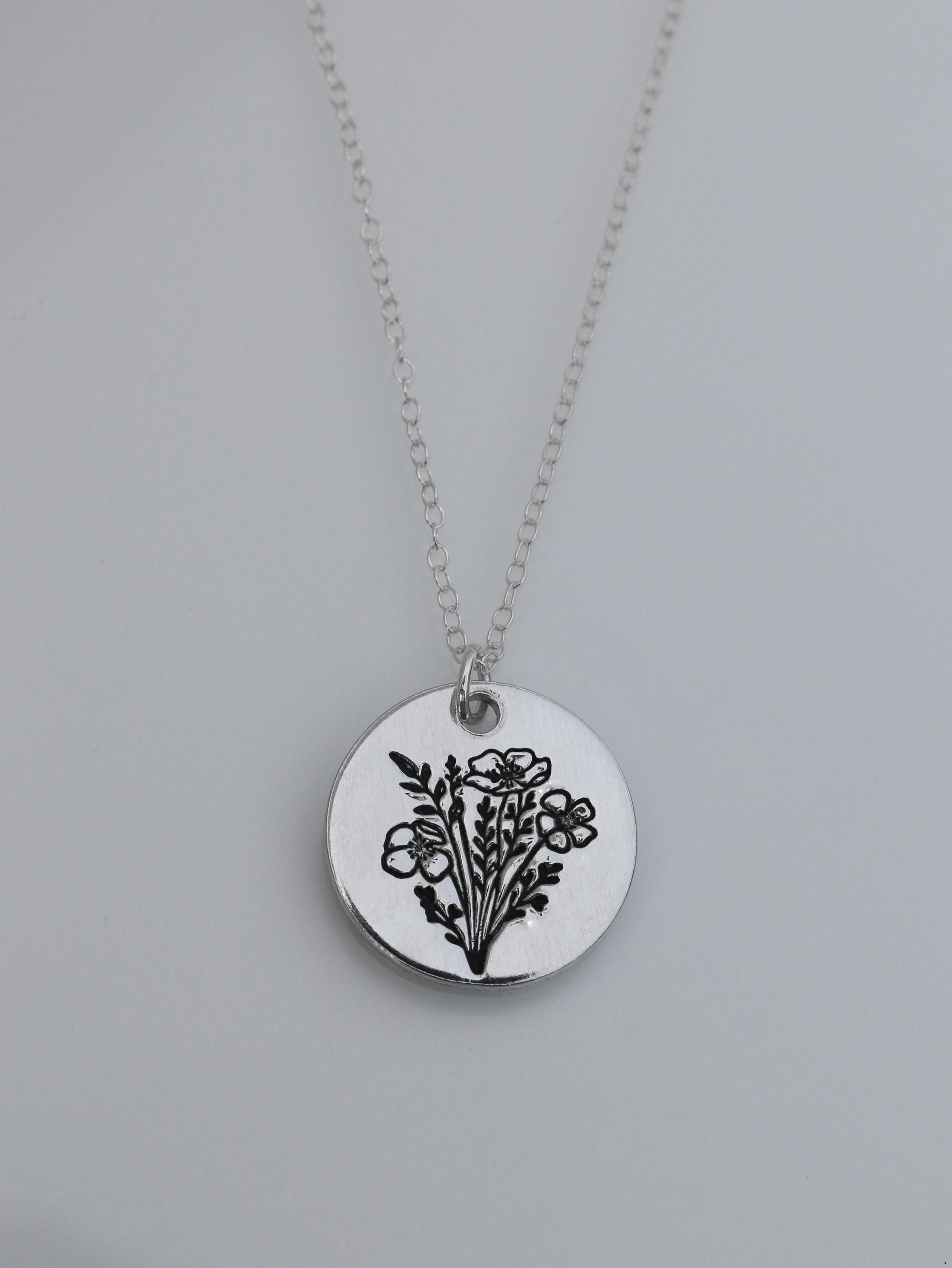 Poppy Bouquet Necklace - Silver