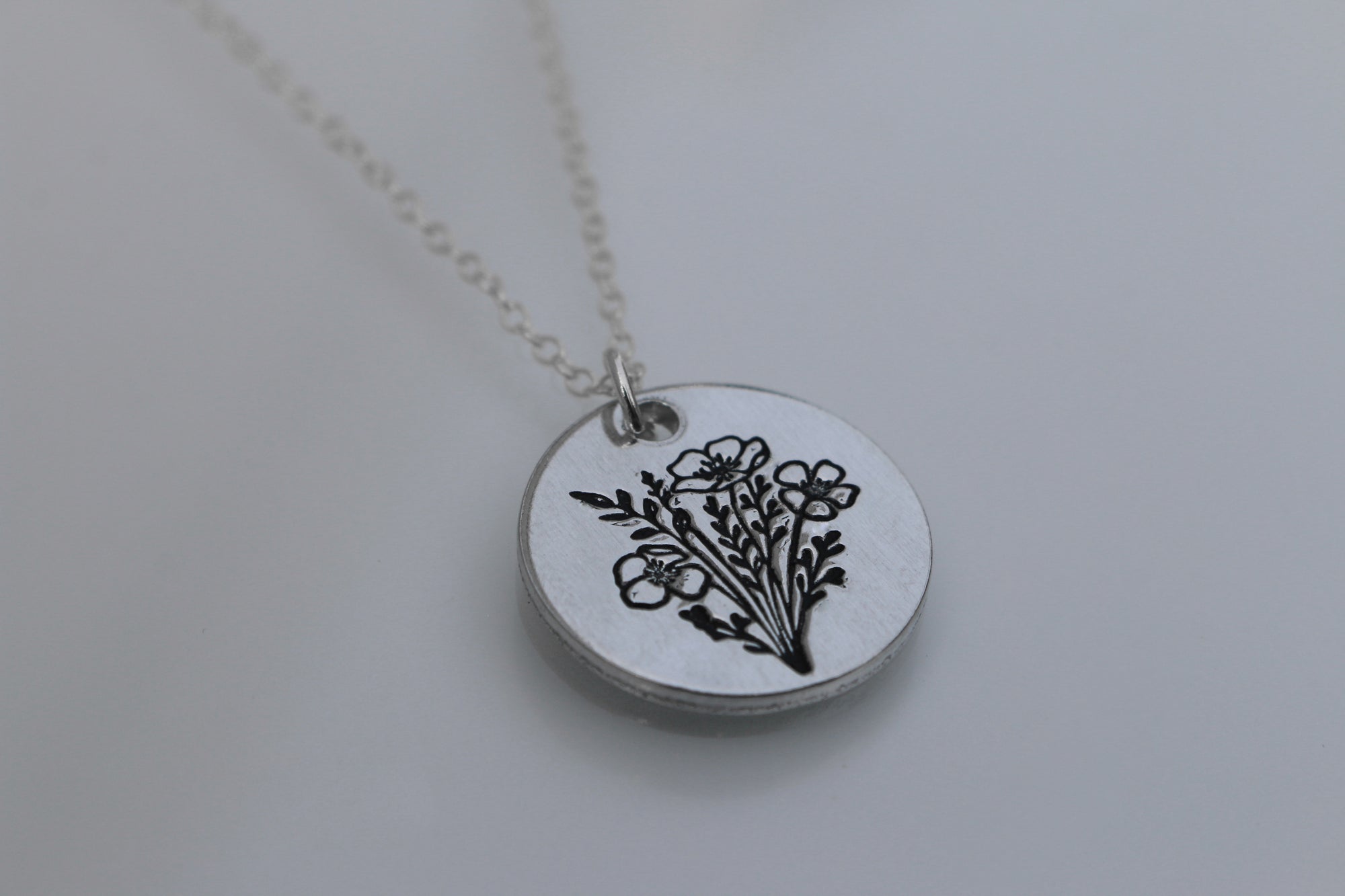 Poppy Bouquet Necklace - Silver