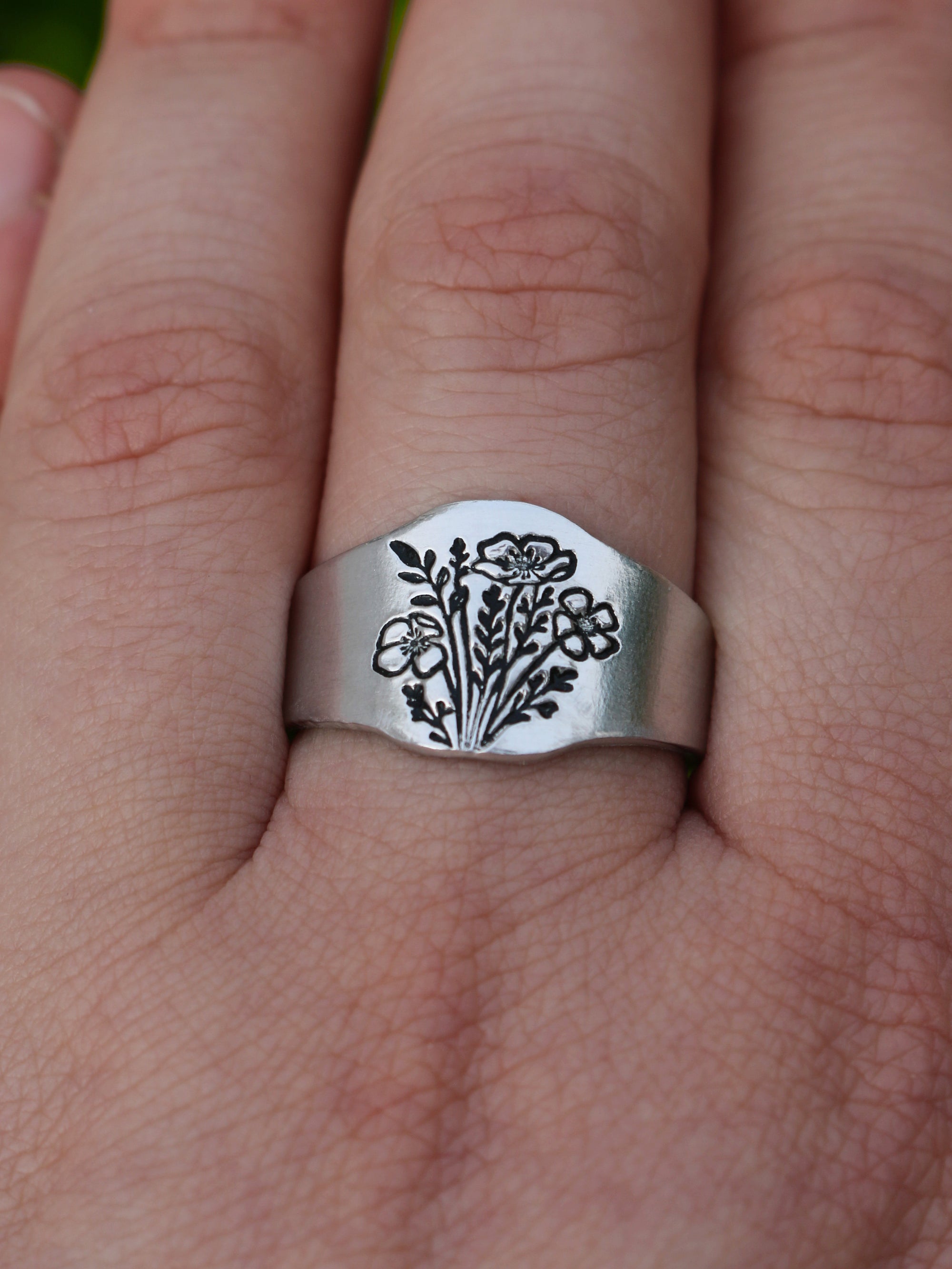 Poppy Bouquet Signet Ring