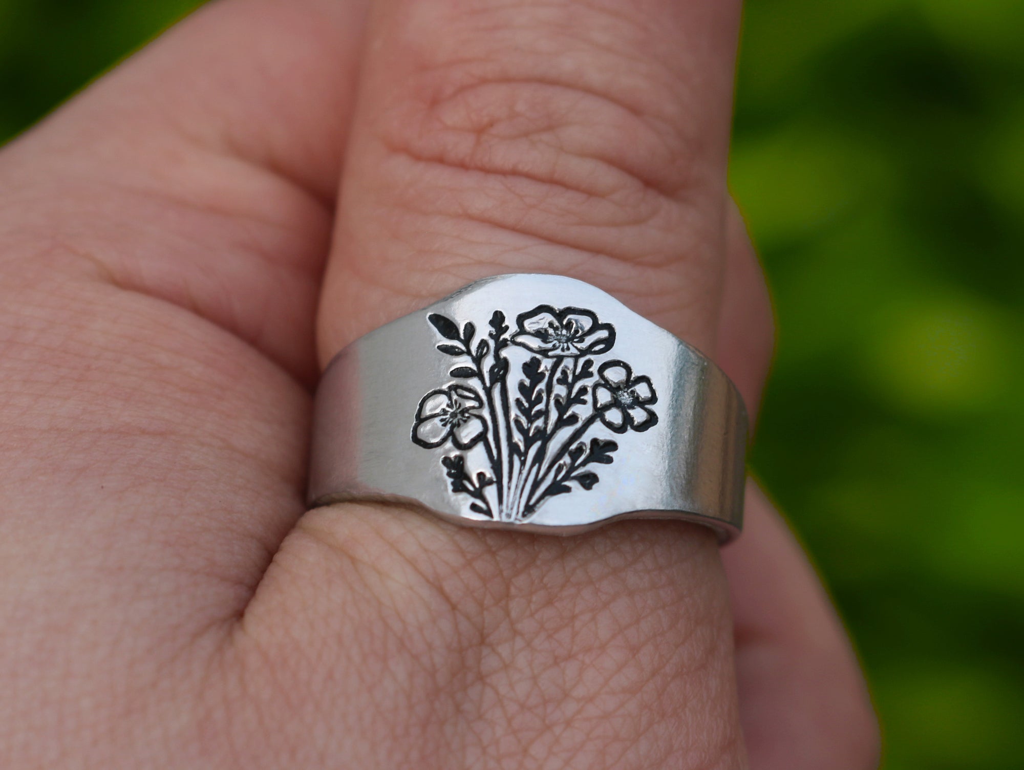 Poppy Bouquet Signet Ring