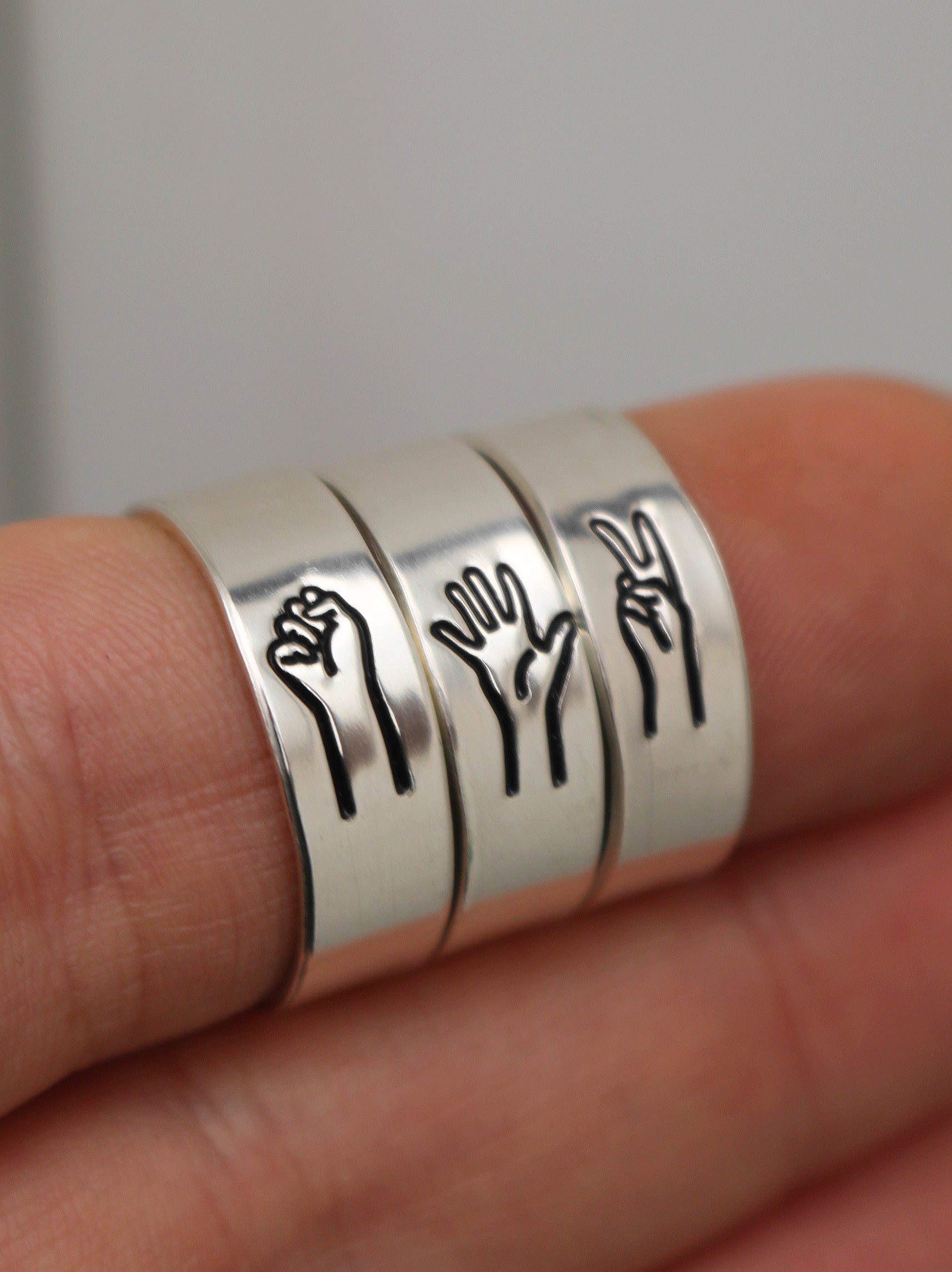 Rock Paper Scissors Ring Set