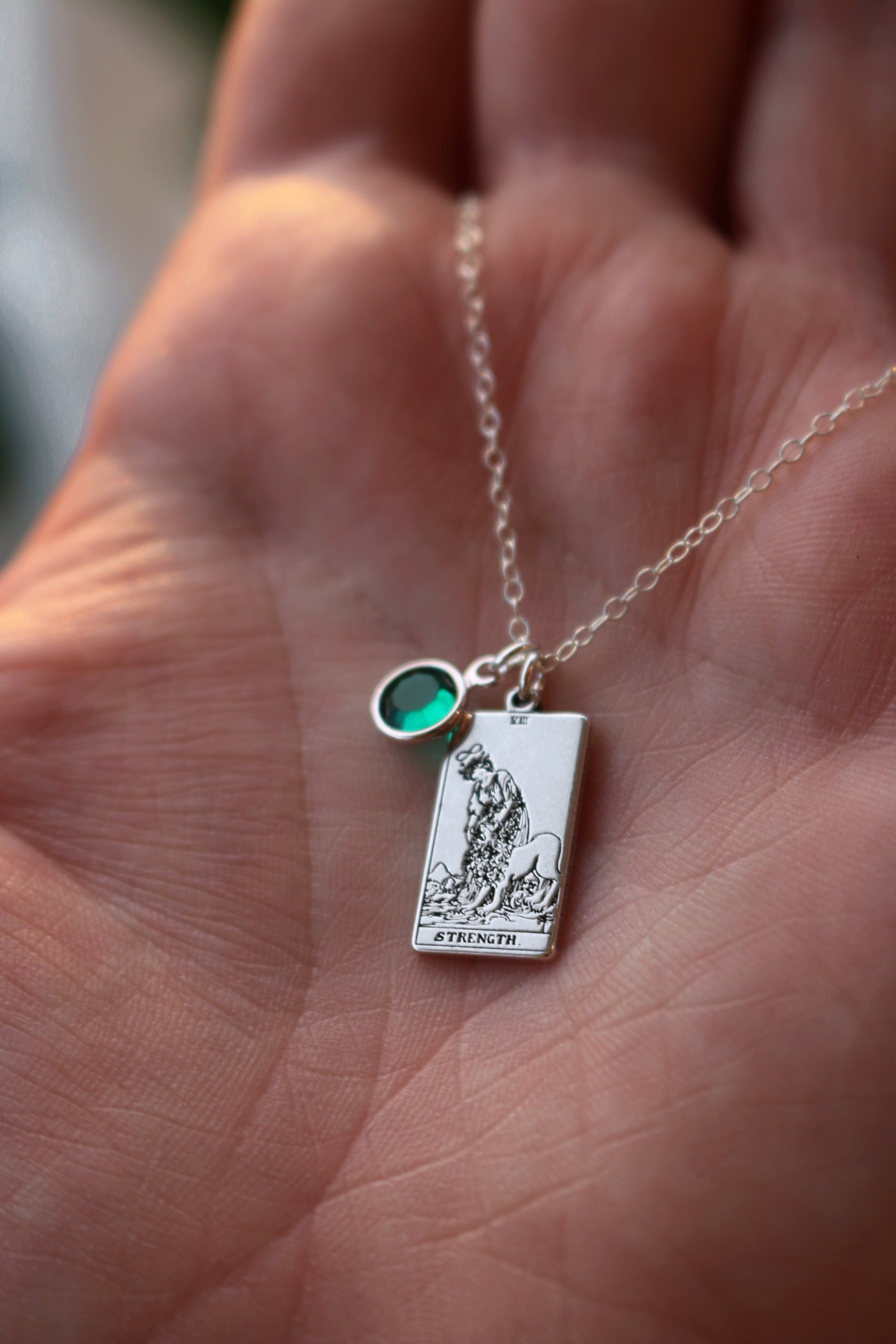 22 CARDS: Birthstone The Major Arcana Dainty Tarot Card Necklace - Sterling Silver