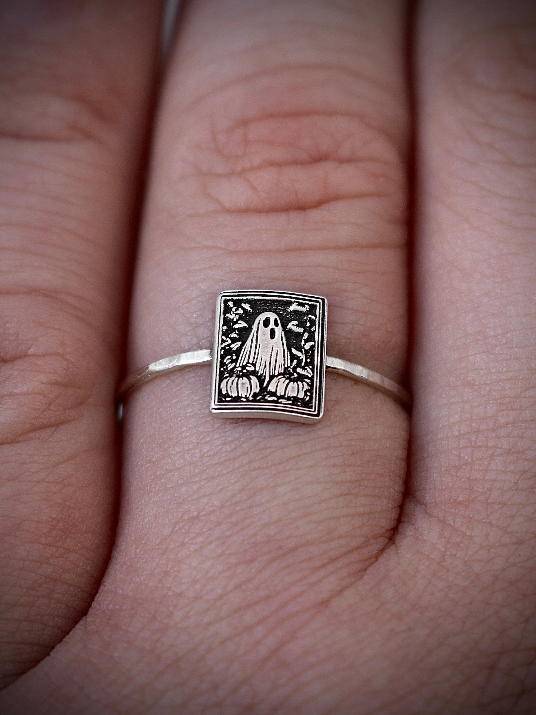 Vintage Halloween Ghost Ring - Sterling Silver