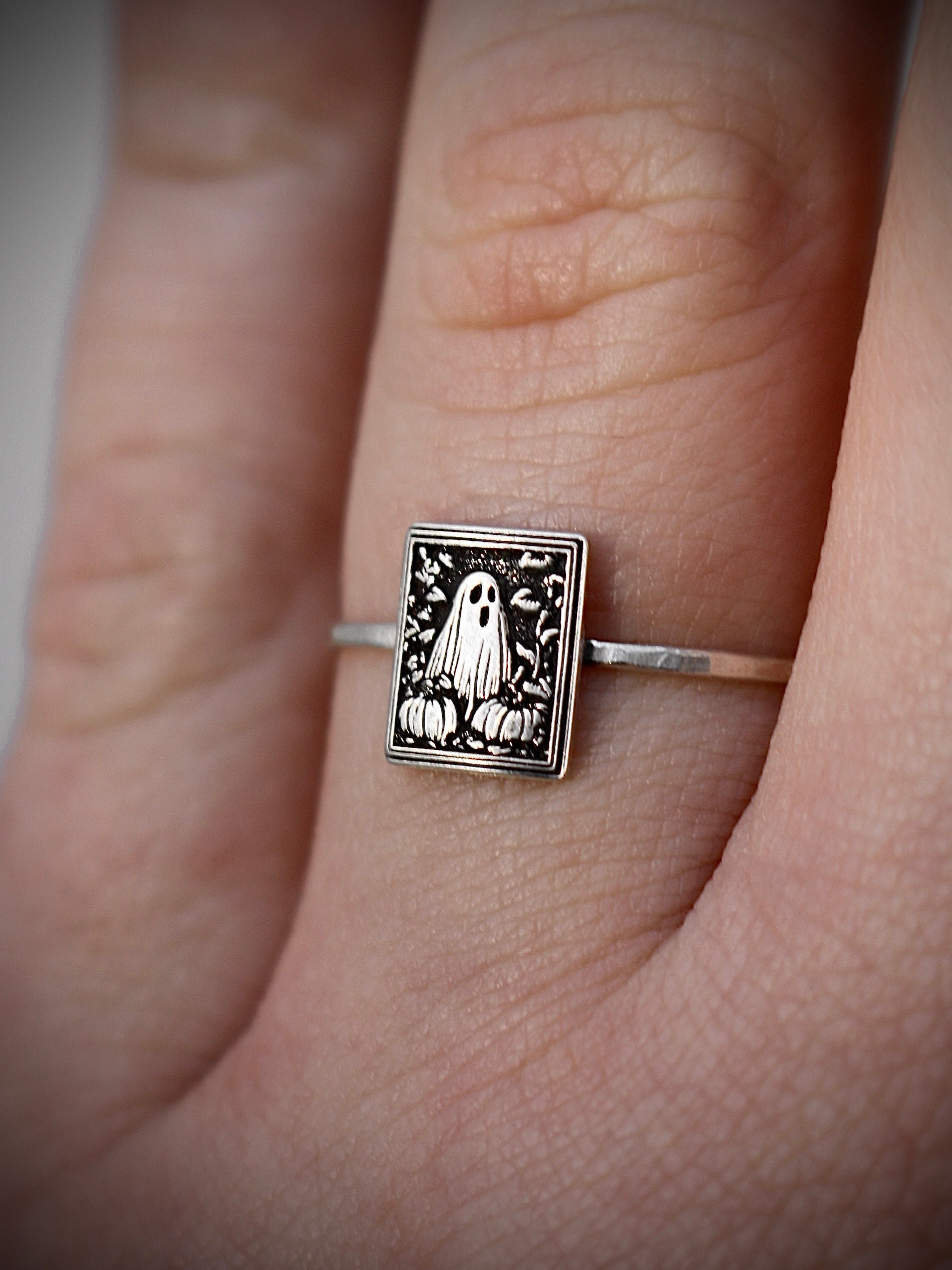 Vintage Halloween Ghost Ring - Sterling Silver