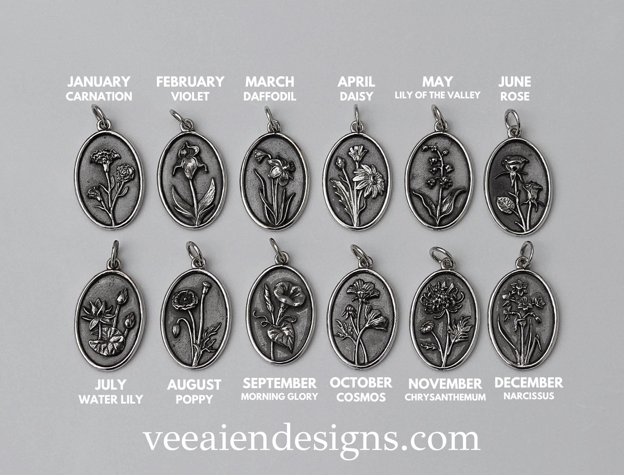 July Birth Flower Necklace Medallion | Birth Flower Jewelry | Water Lily | Birth Month Flower | Birthstone Necklace | Best Friend Birthday