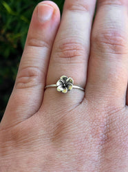 Pansy Flower Stacking Ring | Dainty Minimalist Floral Jewelry | Cottagecore Nature for Gardeners & Flower Lovers | Sweet Sentimental Gift