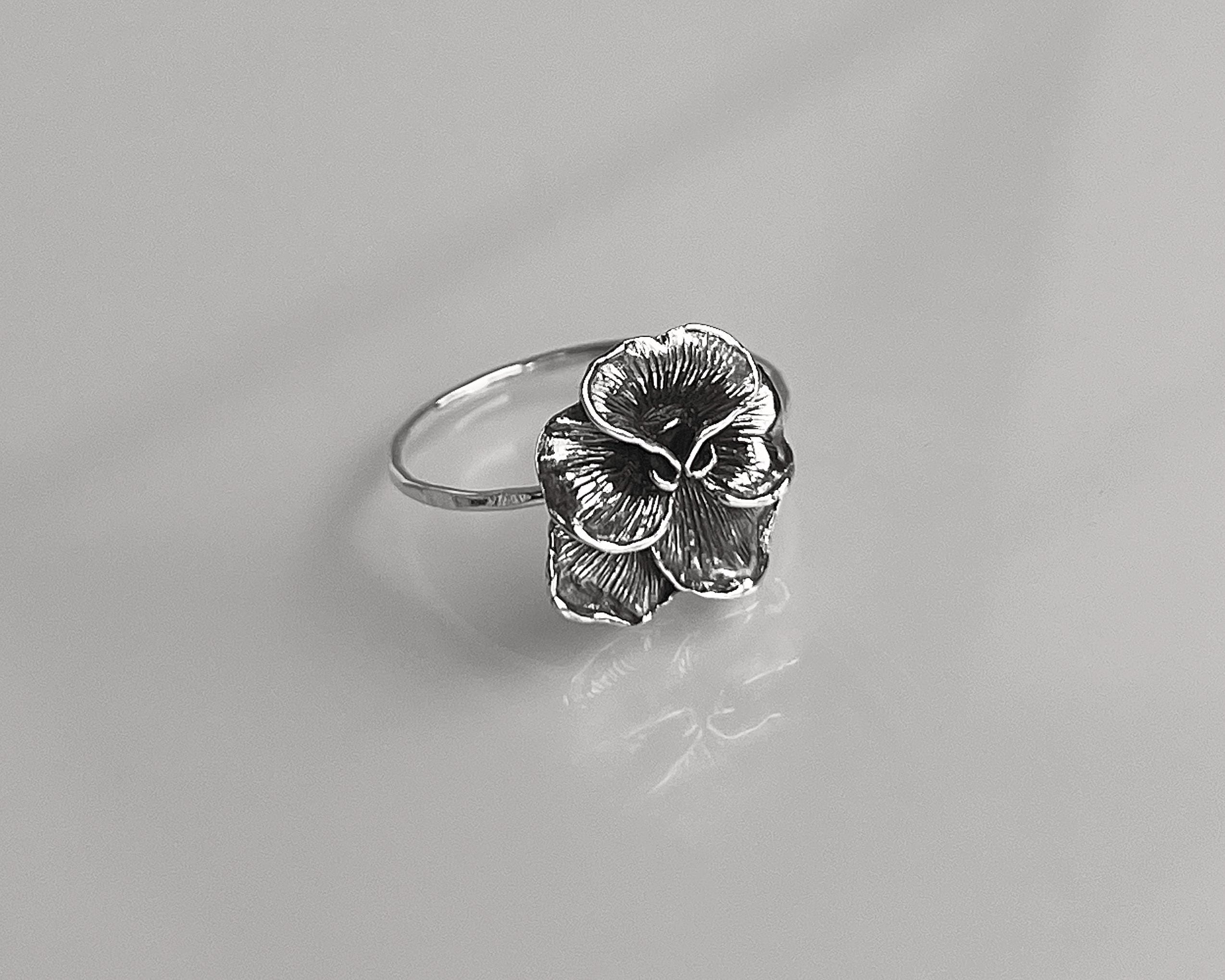 Pansy Statement Ring | Large Floral Nature Inspired Jewelry | Bold Cottagecore Ring for Gardeners & Flower Lovers | Unique Springtime Gift