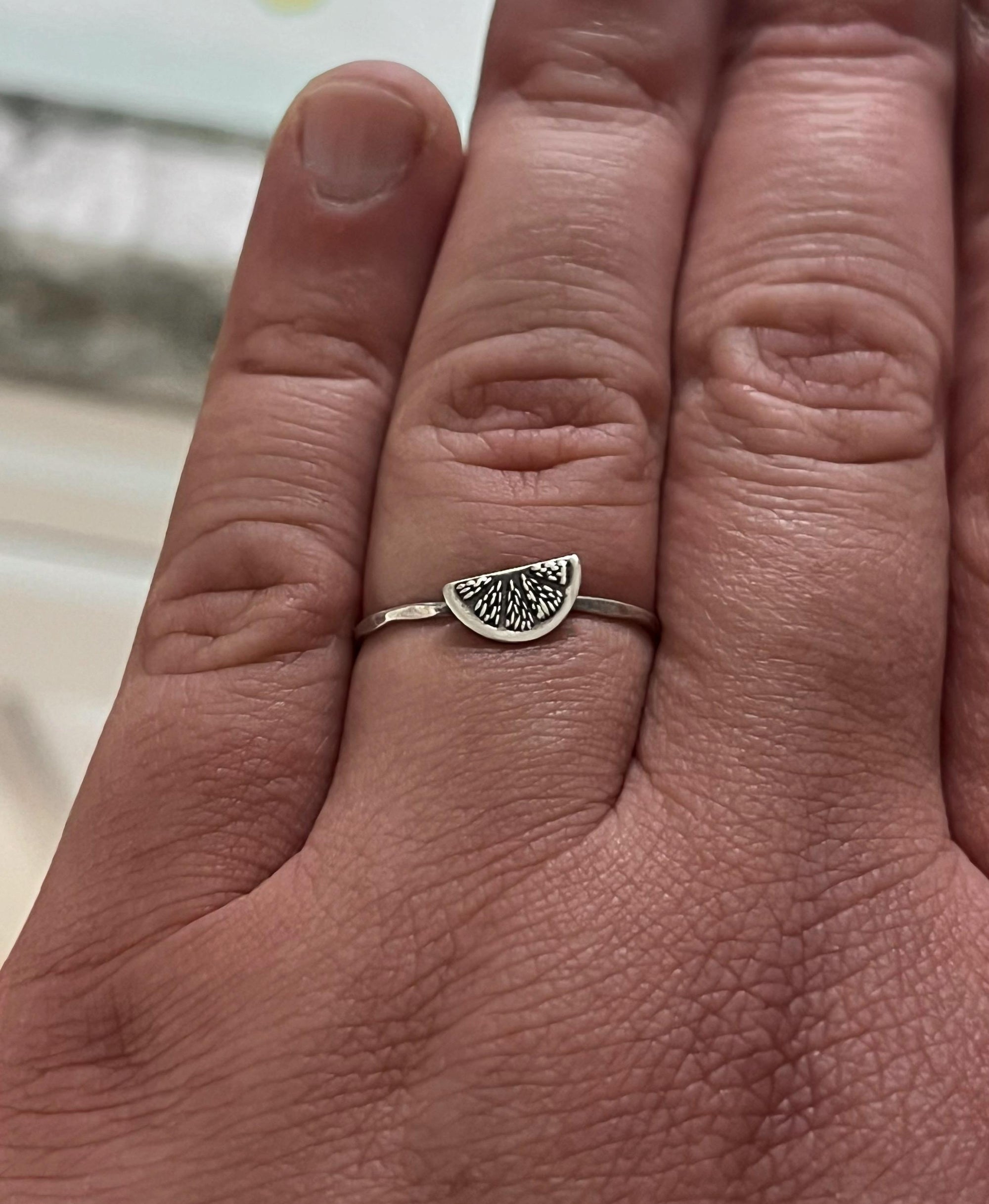 Orange Slice Ring | Citrus Fruit Jewelry | Dainty Minimalist Ring for Summer & Spring | Sterling Botanical Ring for Nature Lovers Foodies