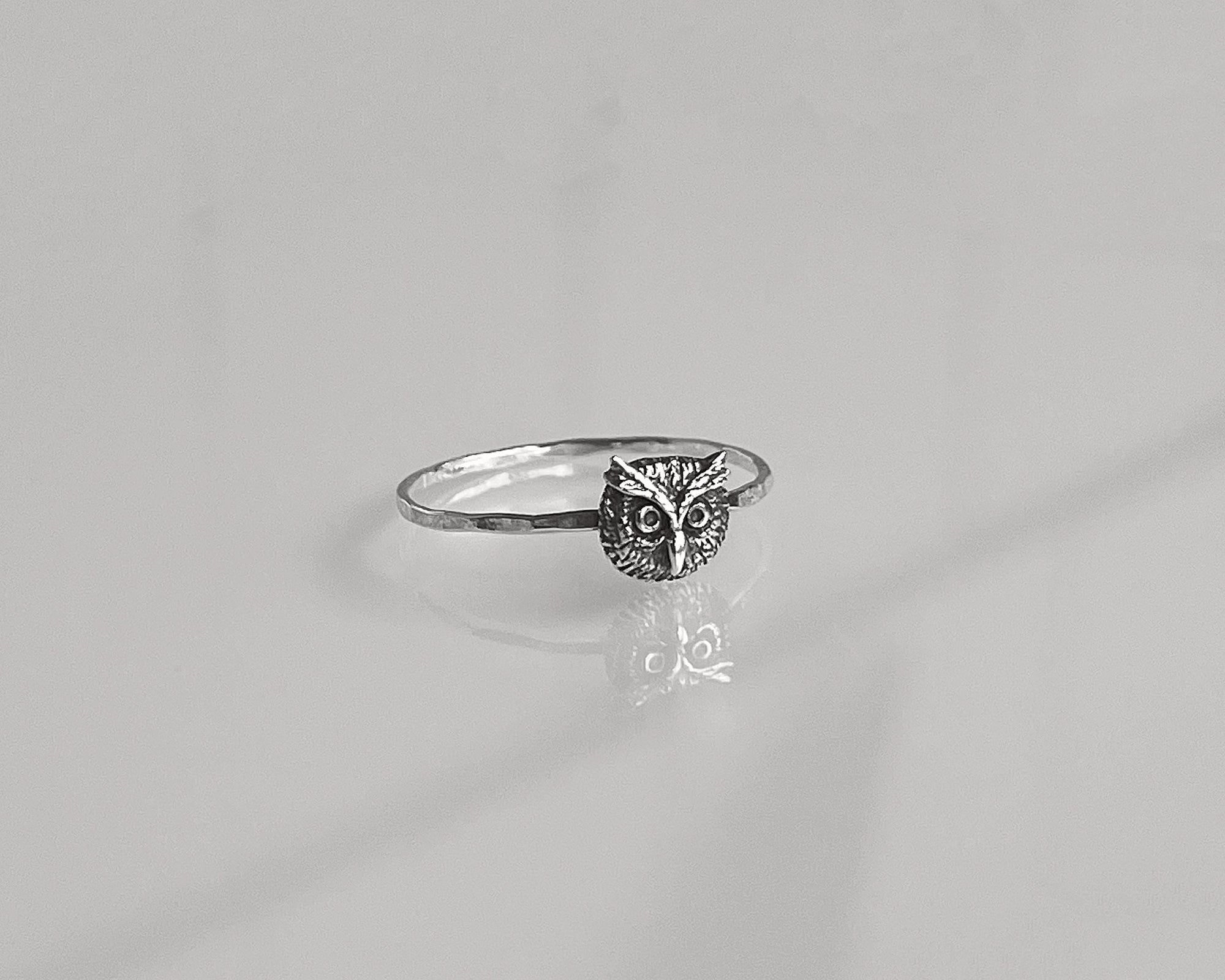 Owl Stacking Ring | Dainty Forest Woodland Jewelry | Minimalist Bird of Prey Ring for Witchy & Nature Lovers | Symbol of Wisdom Gift