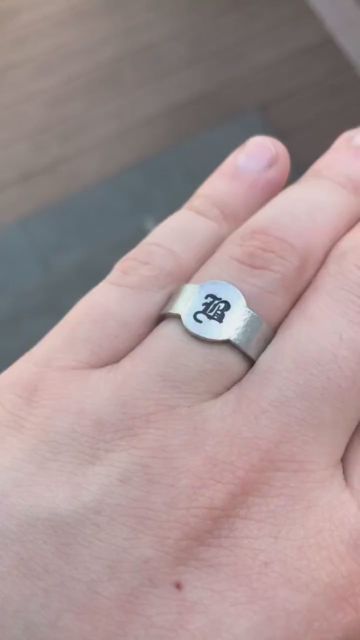 Signet Ring | Initial Stamped Signet Ring | Personalized Initial Ring | Silver Signet Ring | Jewelry Initial Ring | Custom Signet Ring