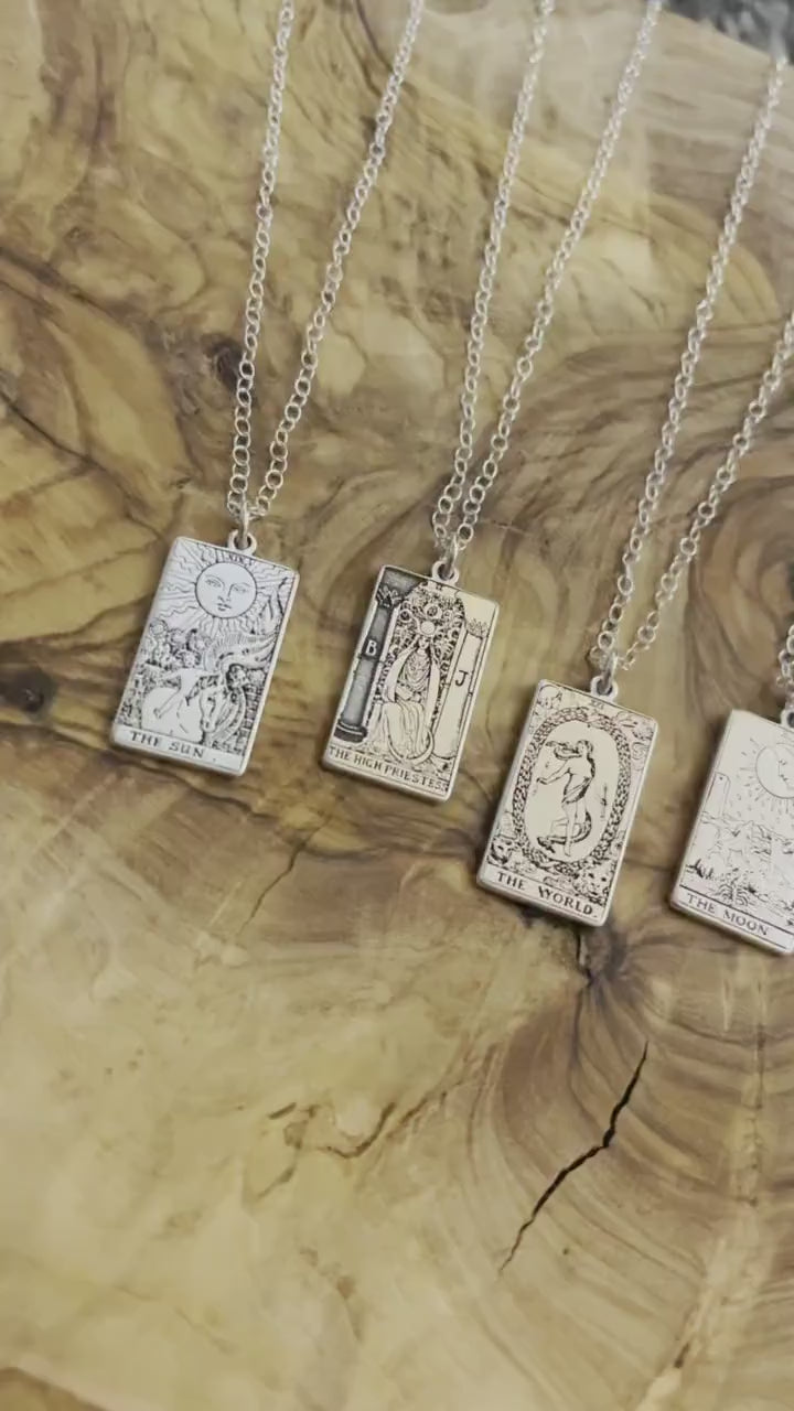 Strength Tarot Card Necklace | Best Friend Birthday Gift | Tarot Card Necklace | Celestial Mystic Jewelry | Dainty Witch Necklace
