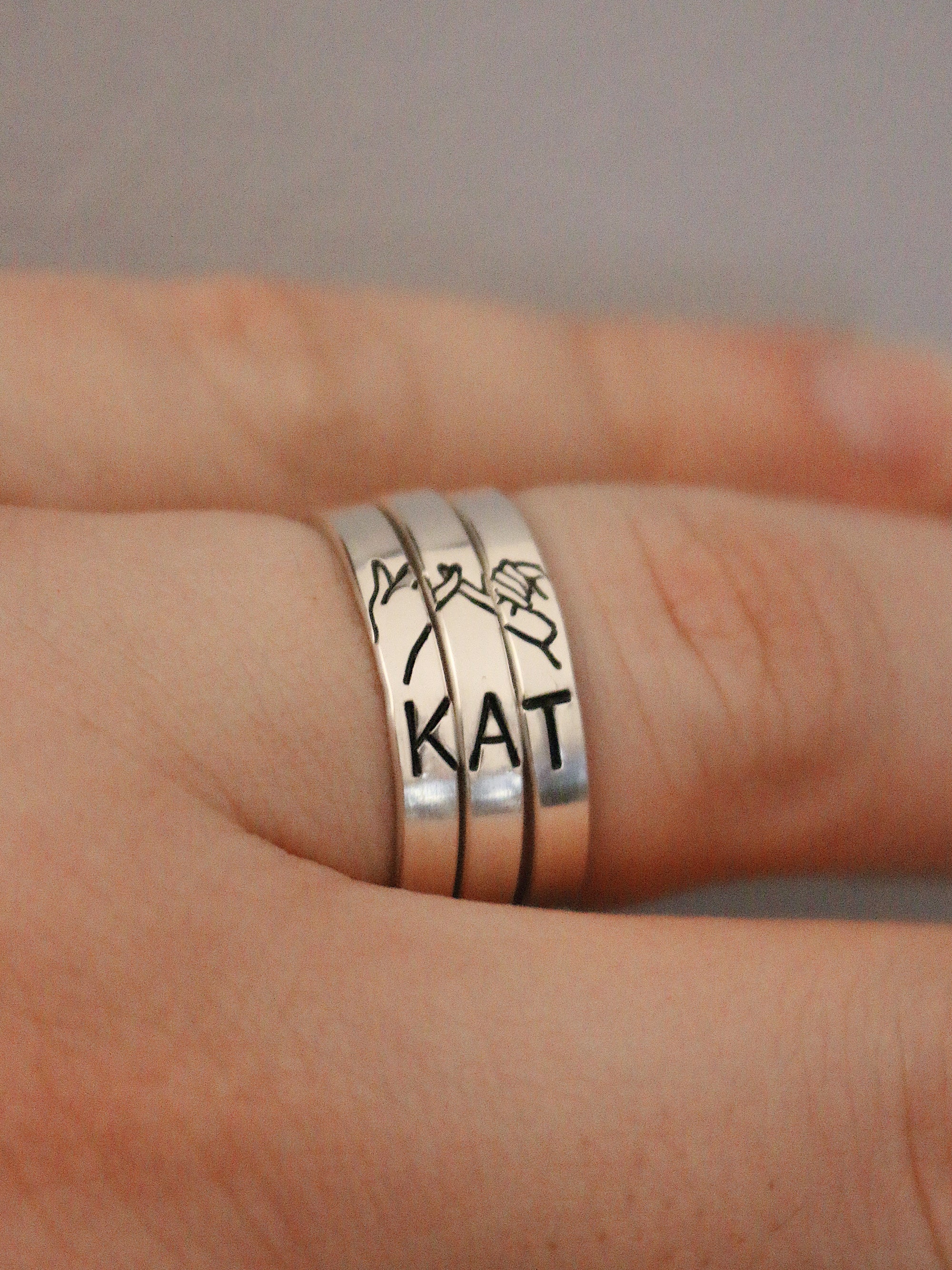 Custom Initials Pinky Swear Ring Set for 3
