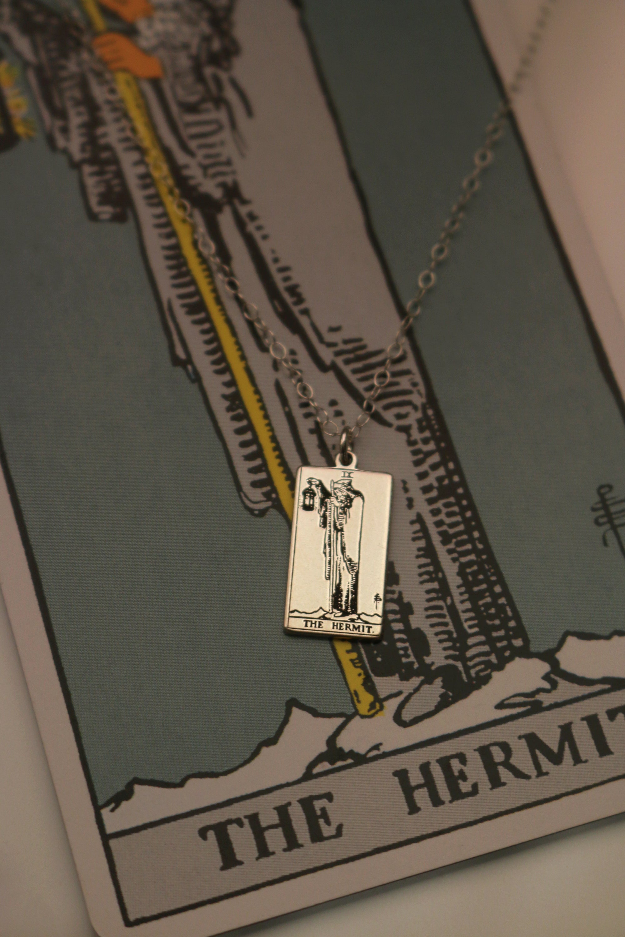 The Hermit Tarot Card Necklace - Sterling Silver