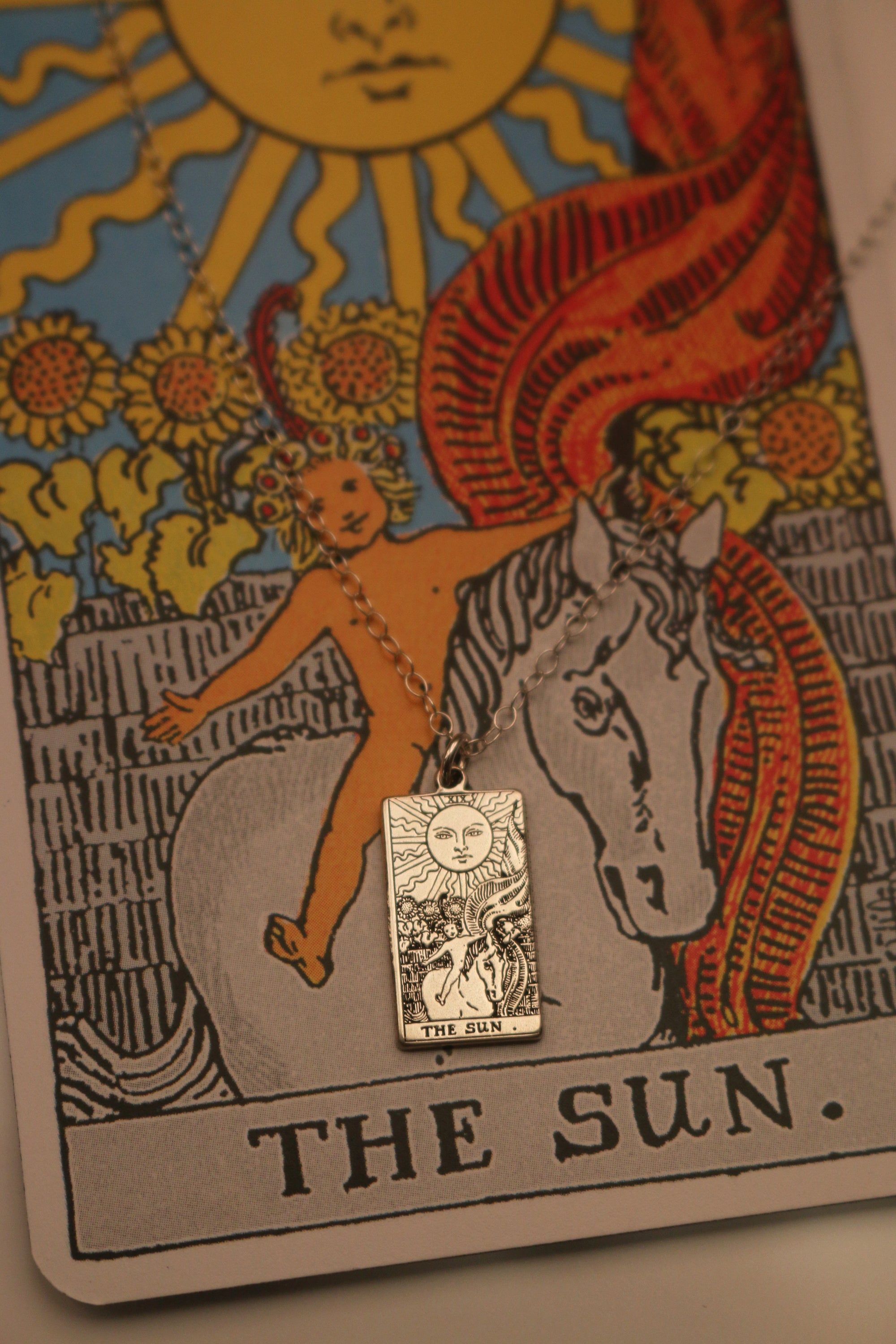 The Sun Tarot Card Necklace - Sterling Silver