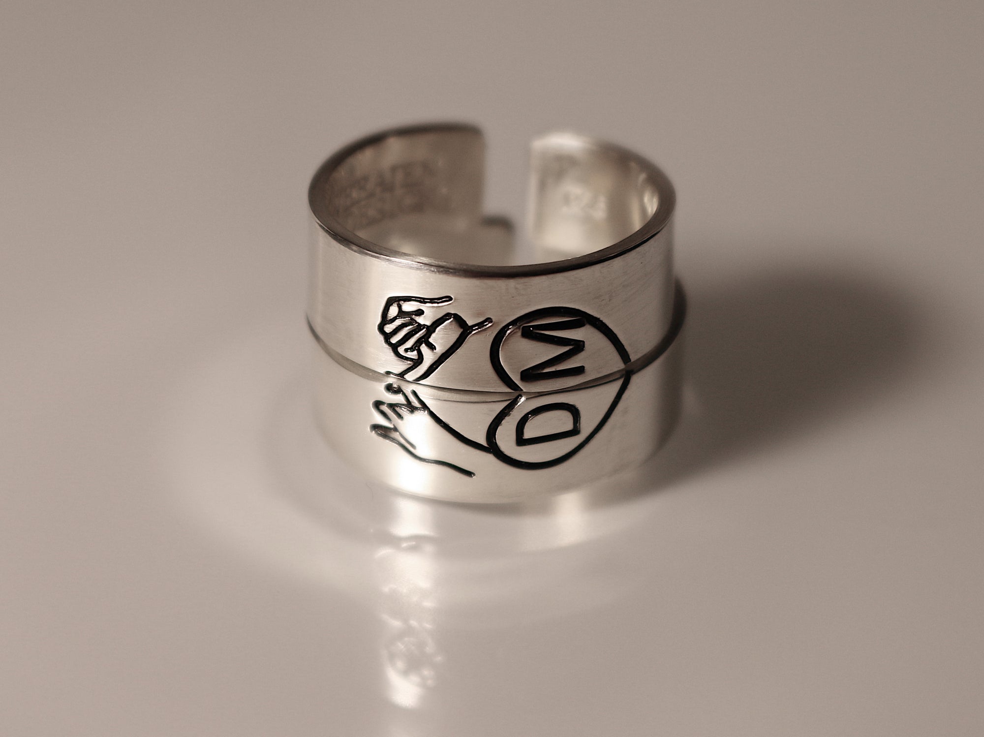 Custom Initials Pinky Swear Heart Ring Set