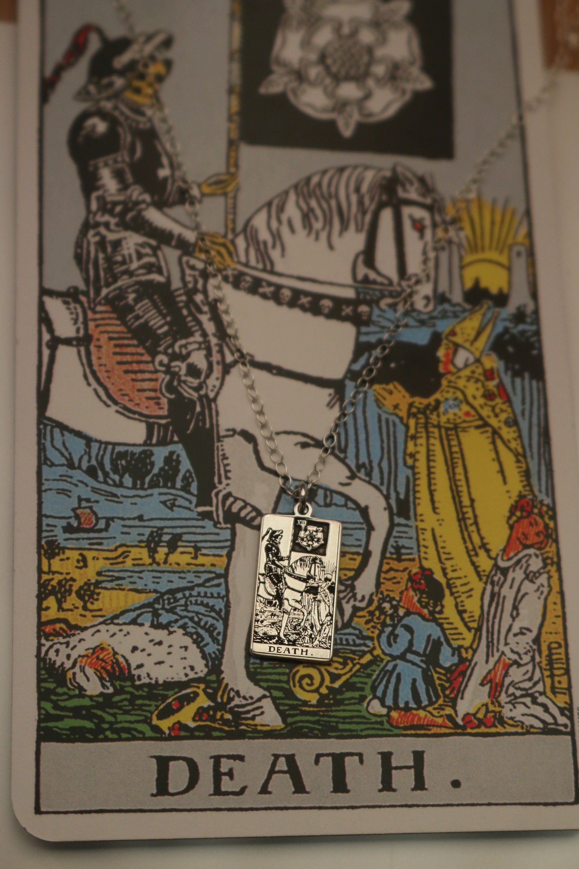 Death Tarot Card Necklace - Sterling Silver