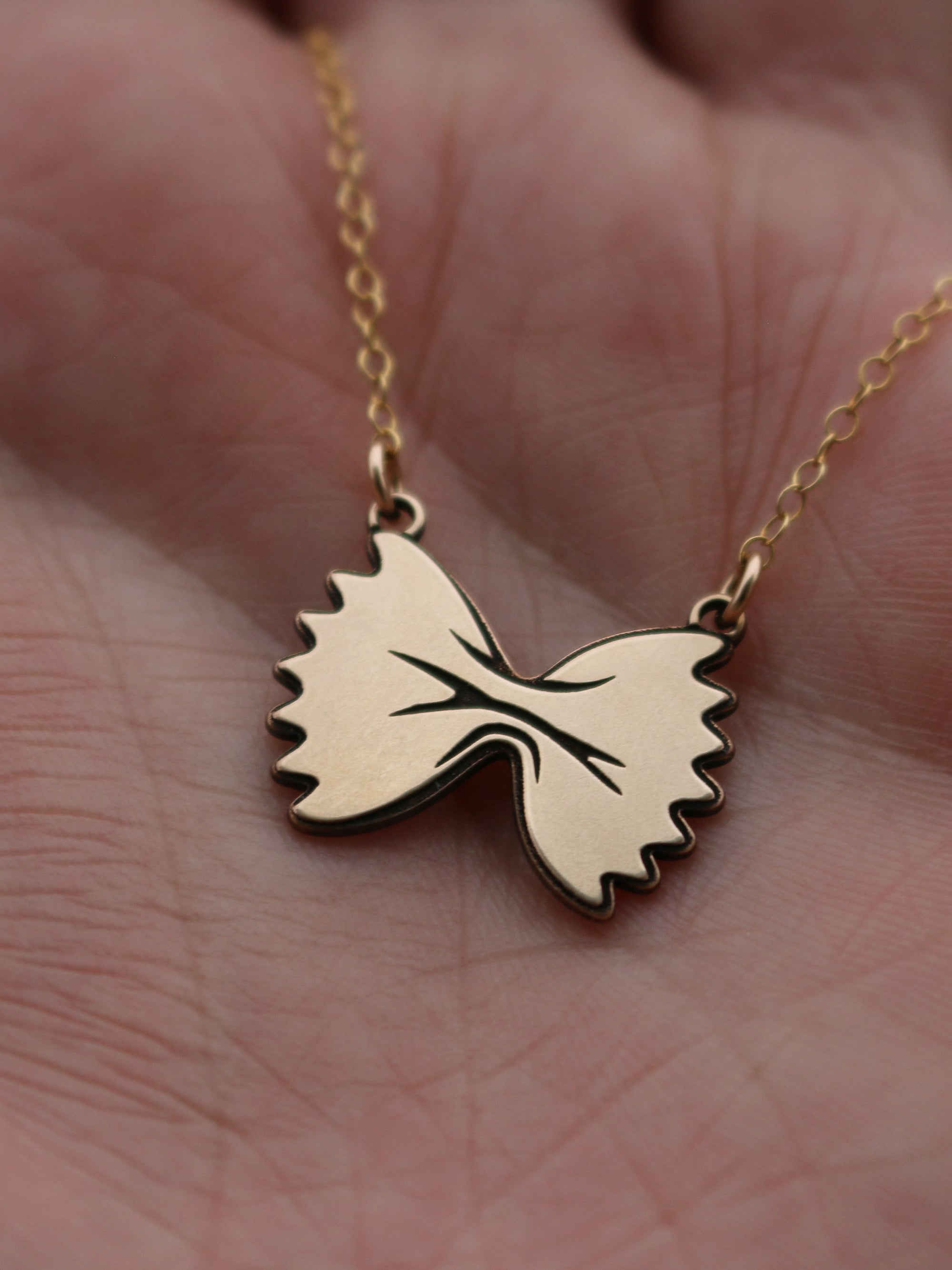 Bow Tie Pasta Necklace - Gold Filled