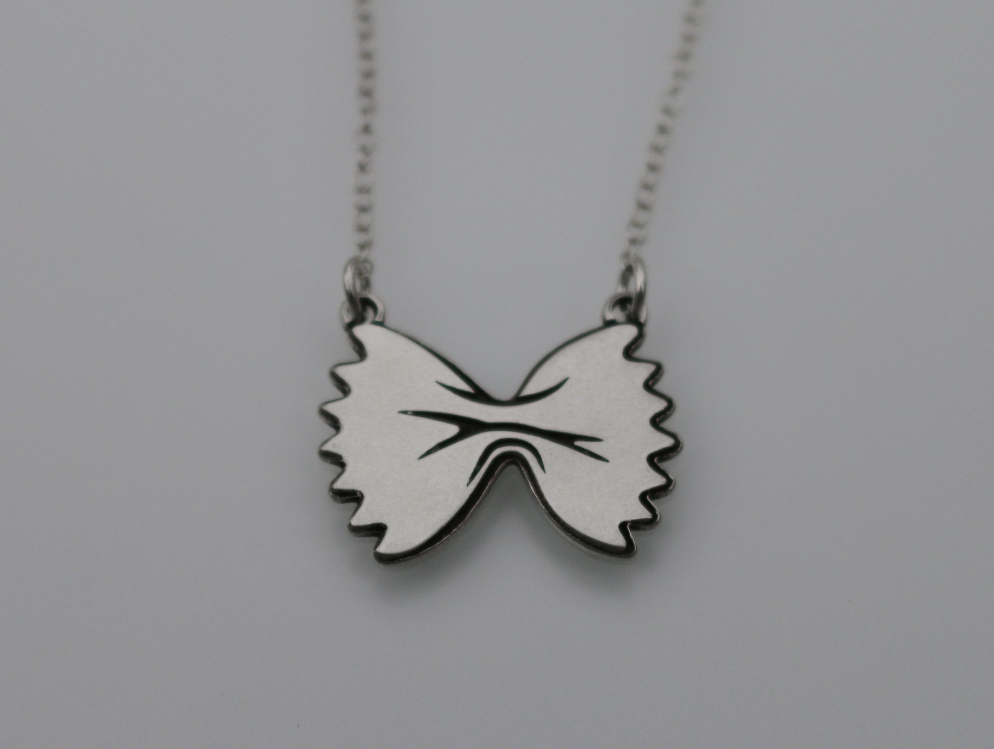 Bow Tie Pasta Necklace - Sterling Silver