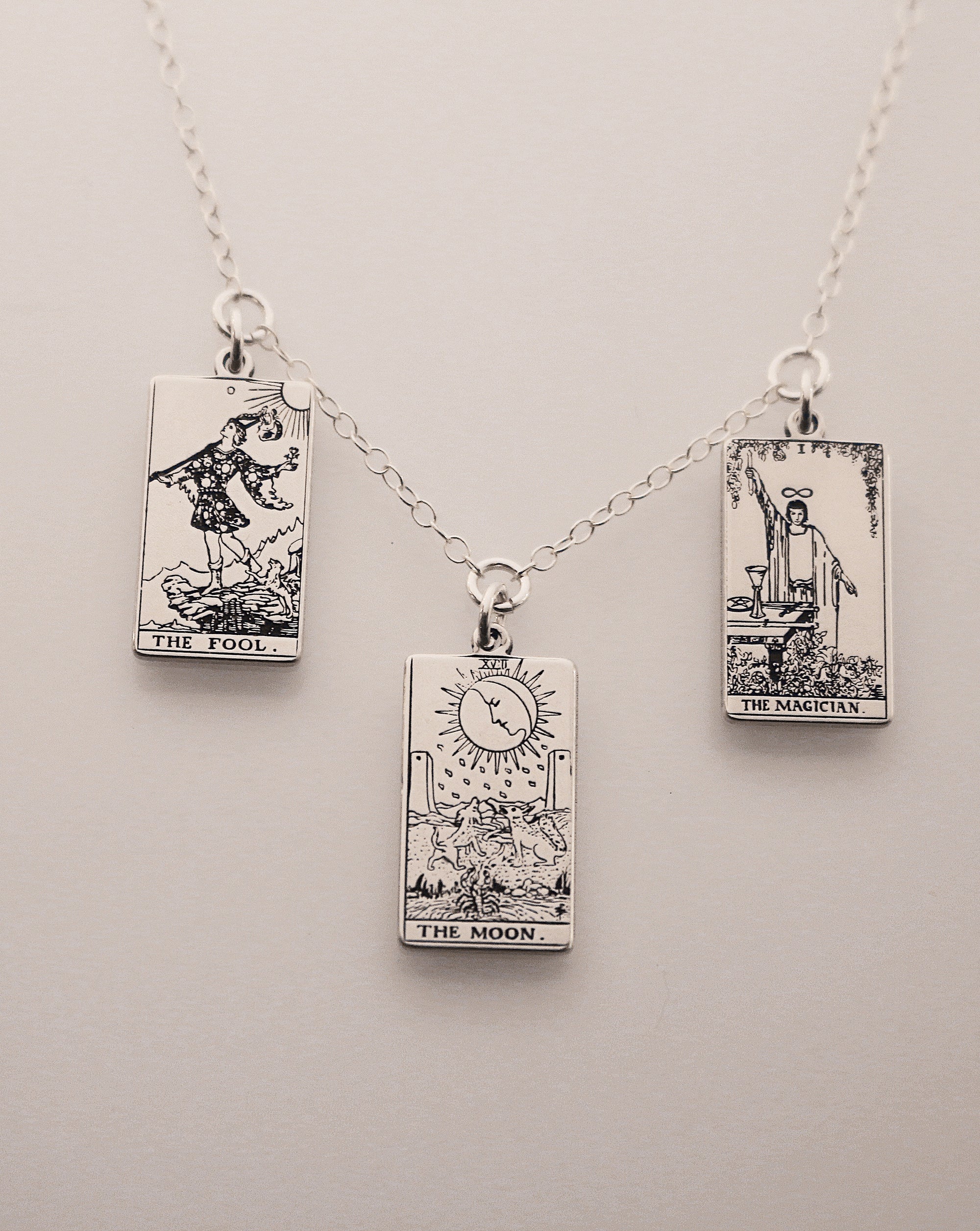Tarot Card Spread Necklace - Sterling Silver