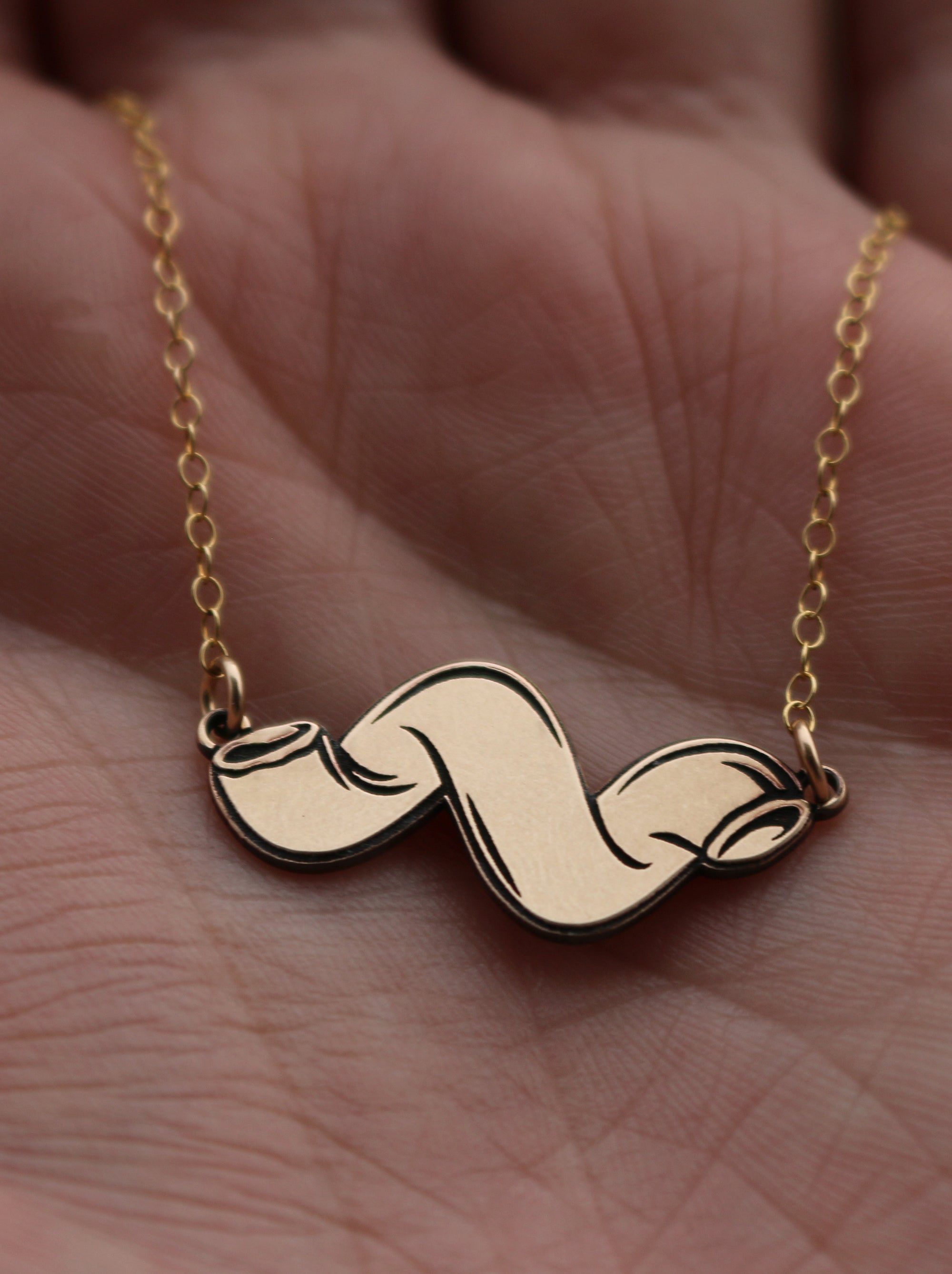 Cavatappi Pasta Necklace - Gold Filled