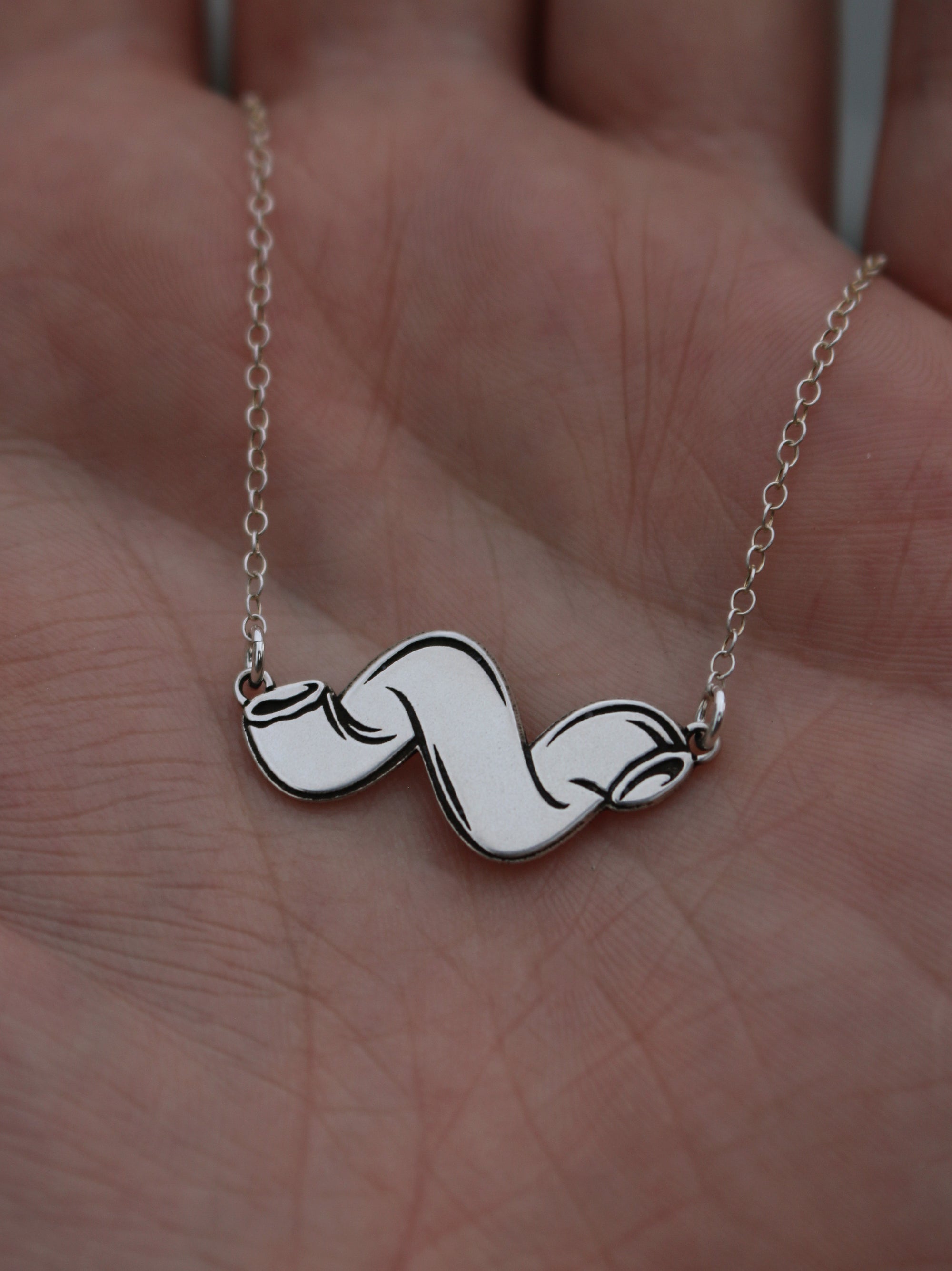 Cavatappi Pasta Necklace - Sterling Silver
