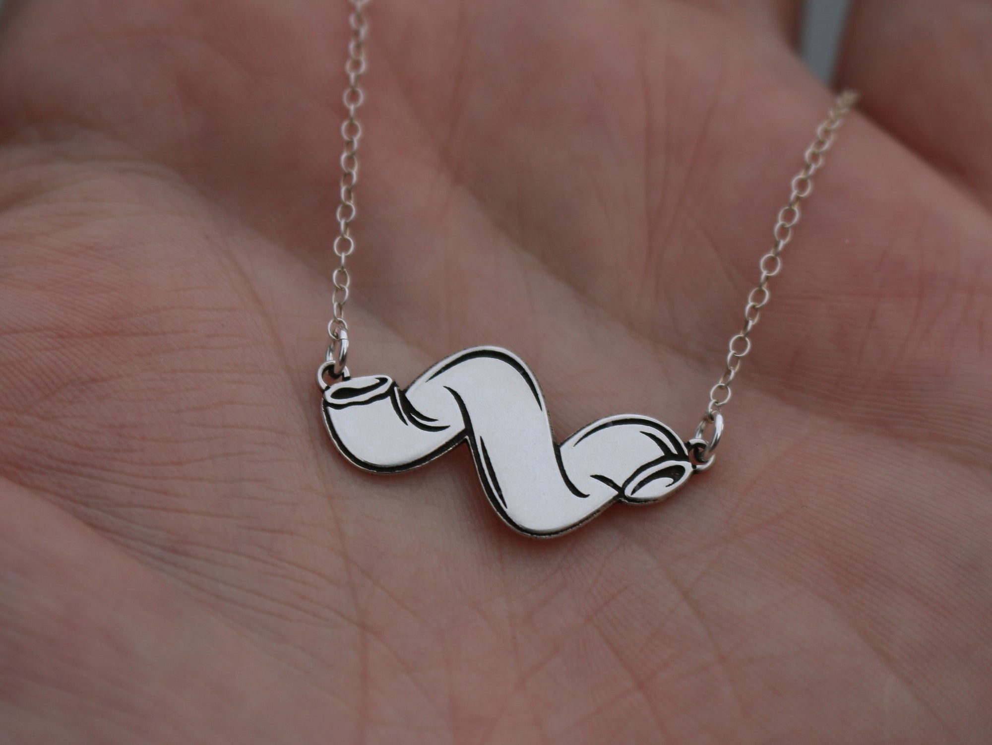 Cavatappi Pasta Necklace - Sterling Silver