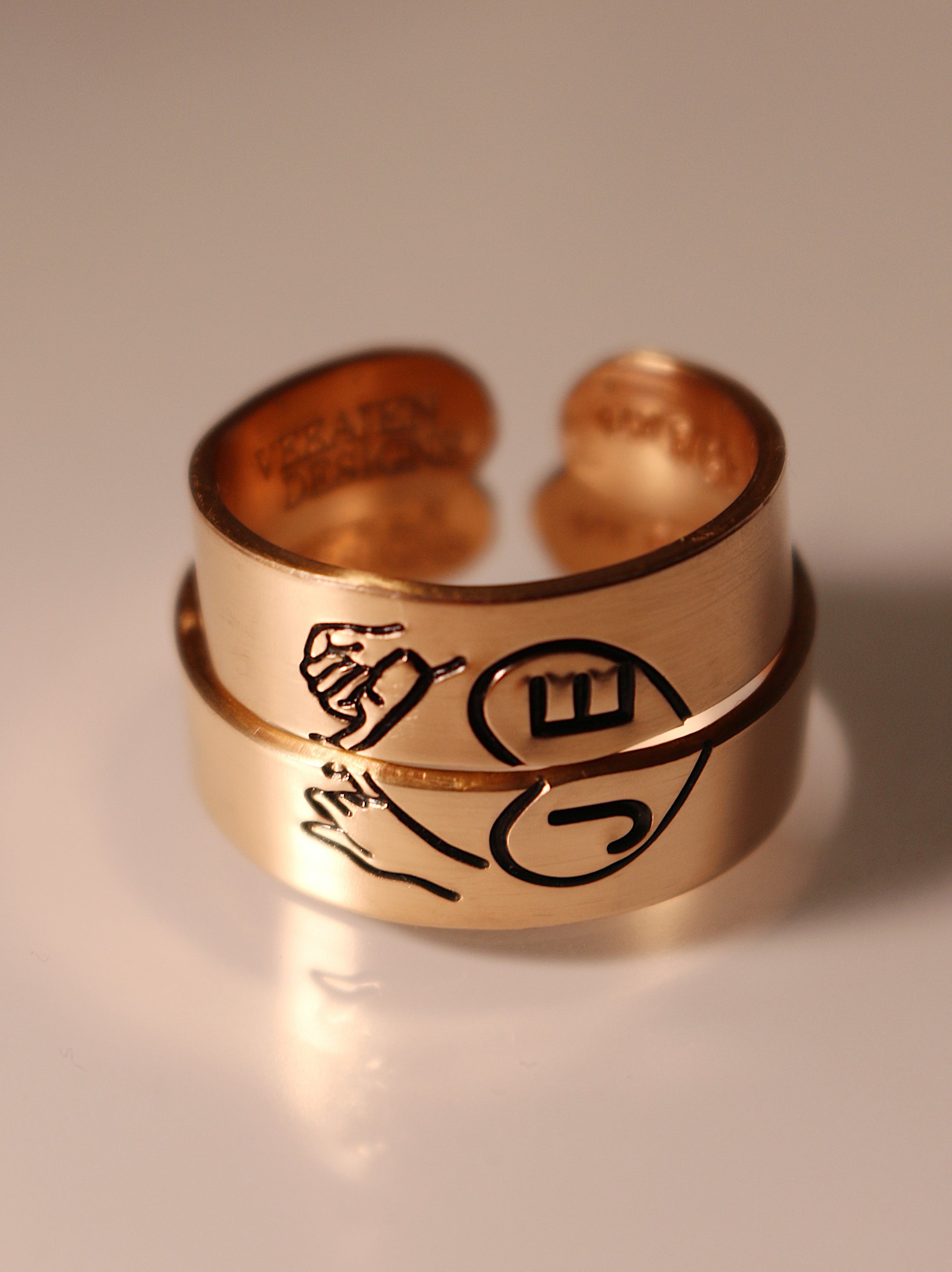 Custom Initials Pinky Swear Heart Ring Set