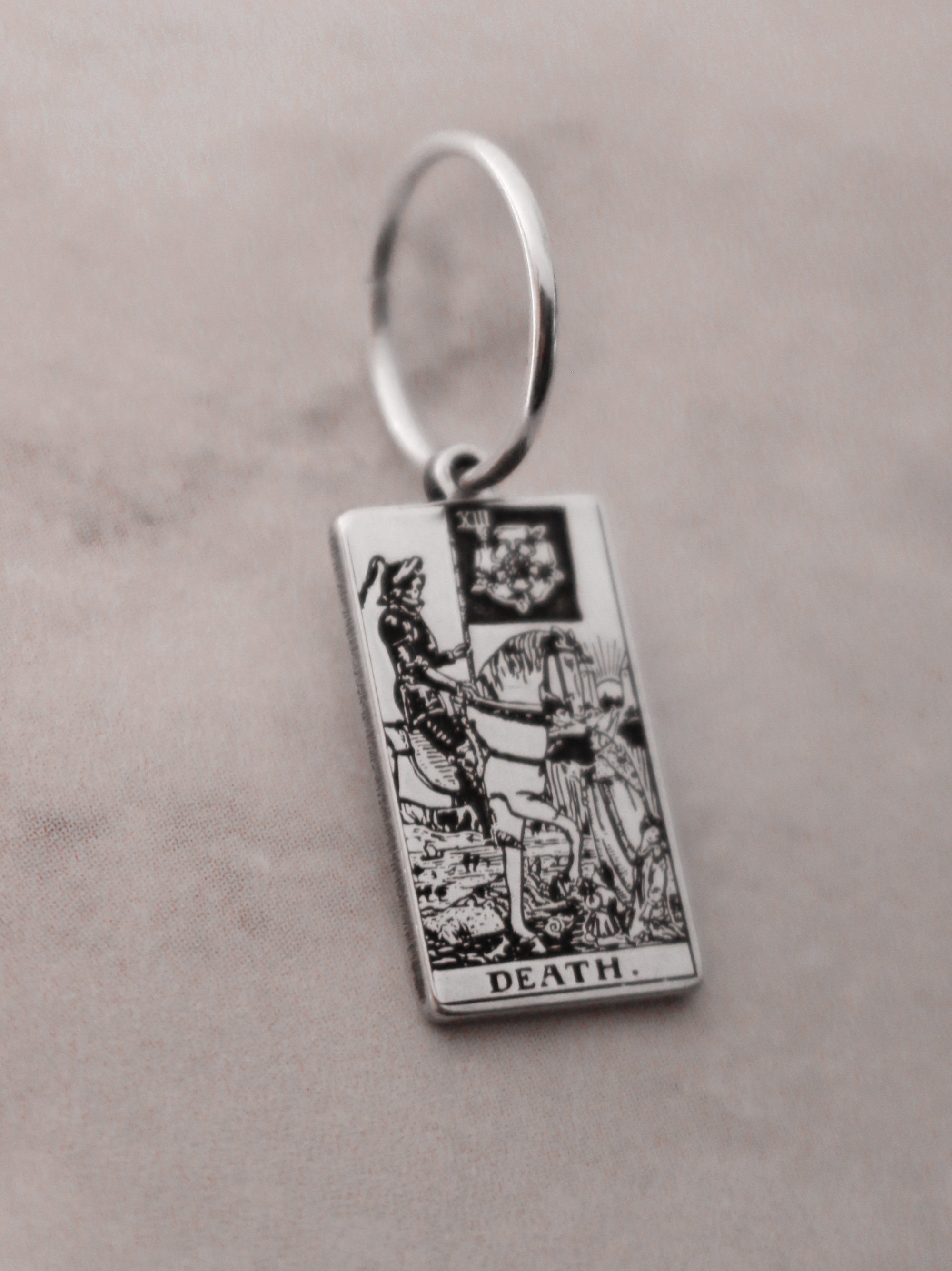 Tarot Card Hoop Earring - Sterling Silver
