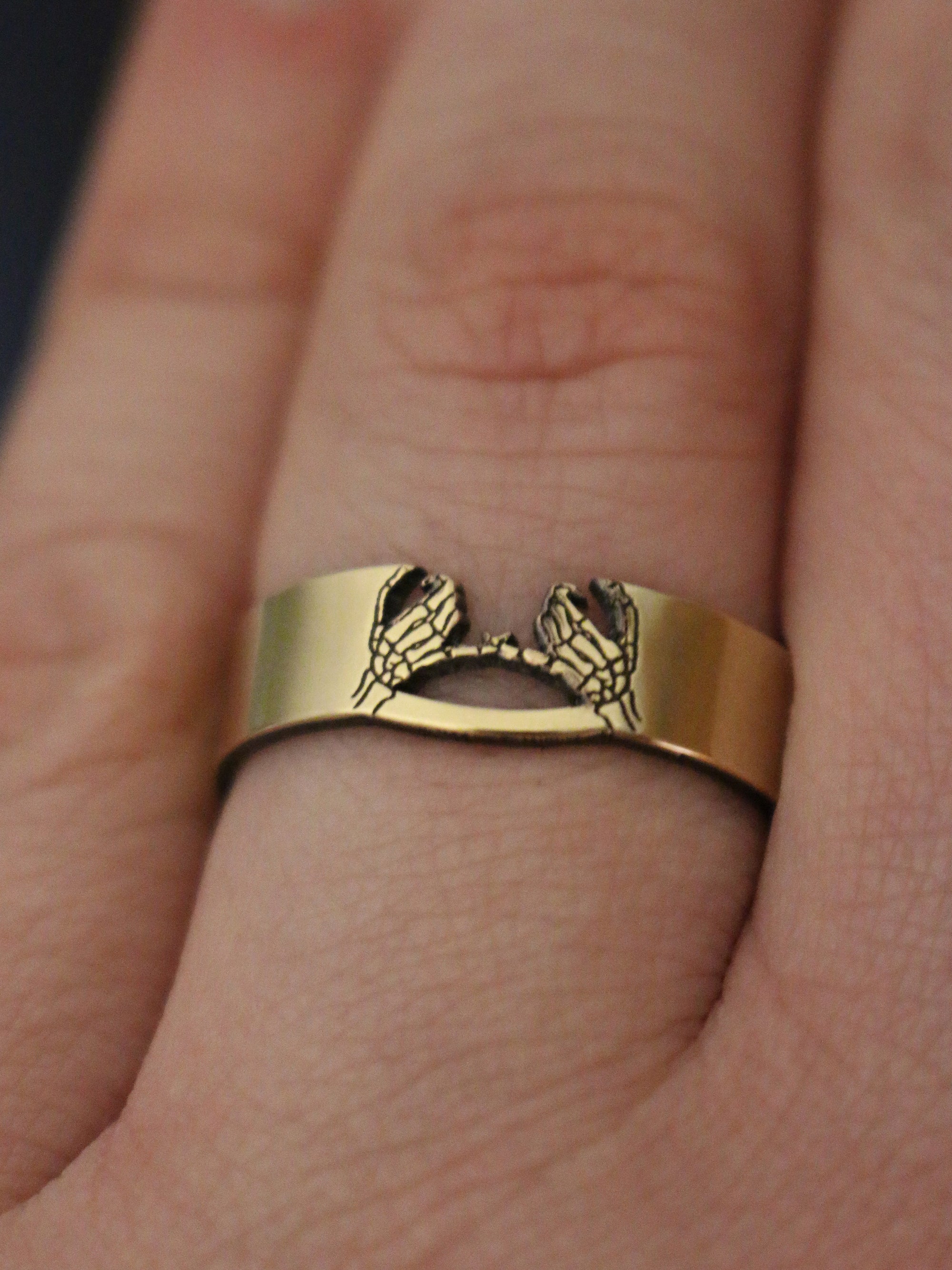 Double Skeleton Pinky Promise Cutout Ring - Gold Filled