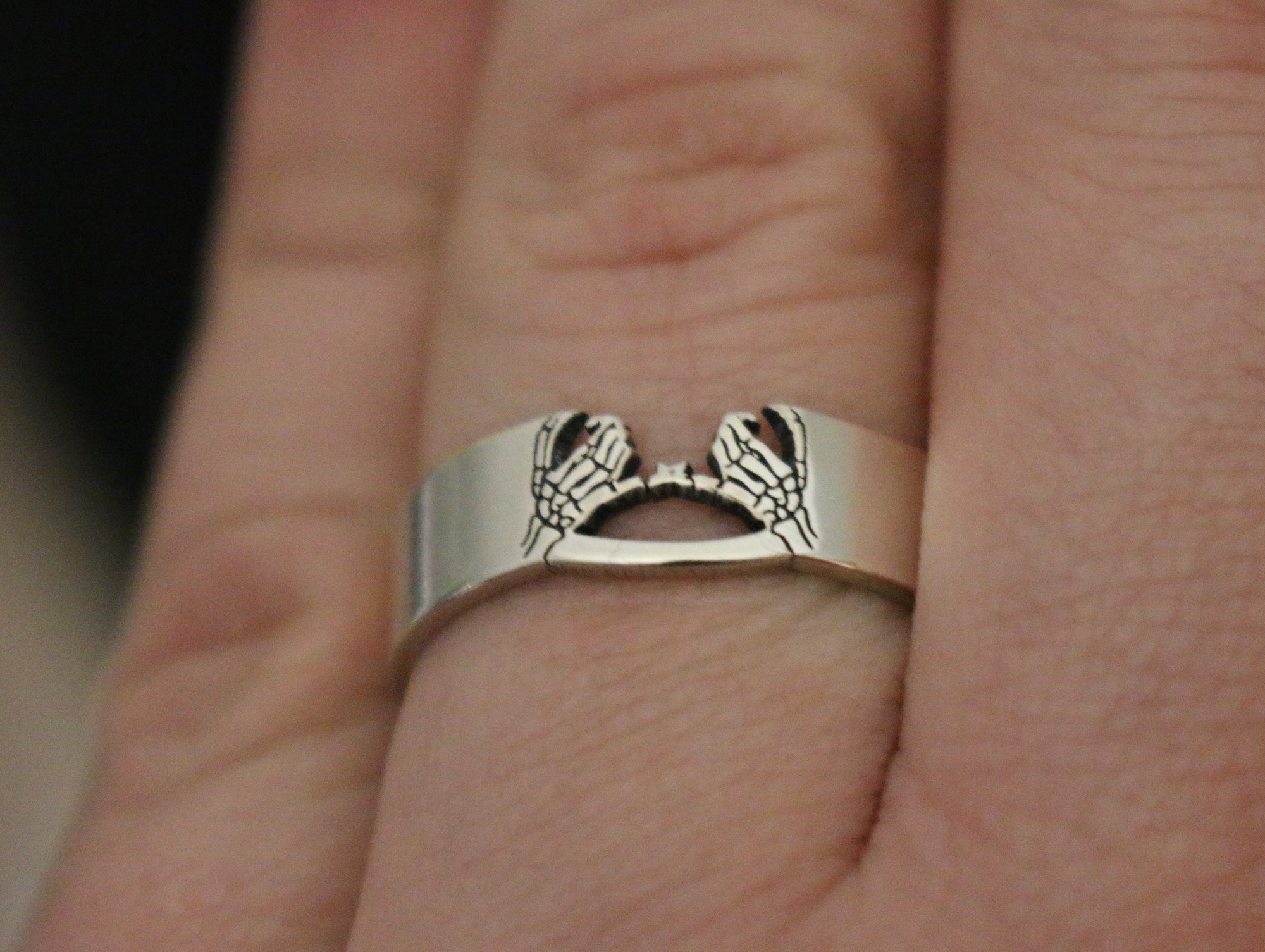 Double Skeleton Pinky Promise Cutout Ring - Sterling Silver
