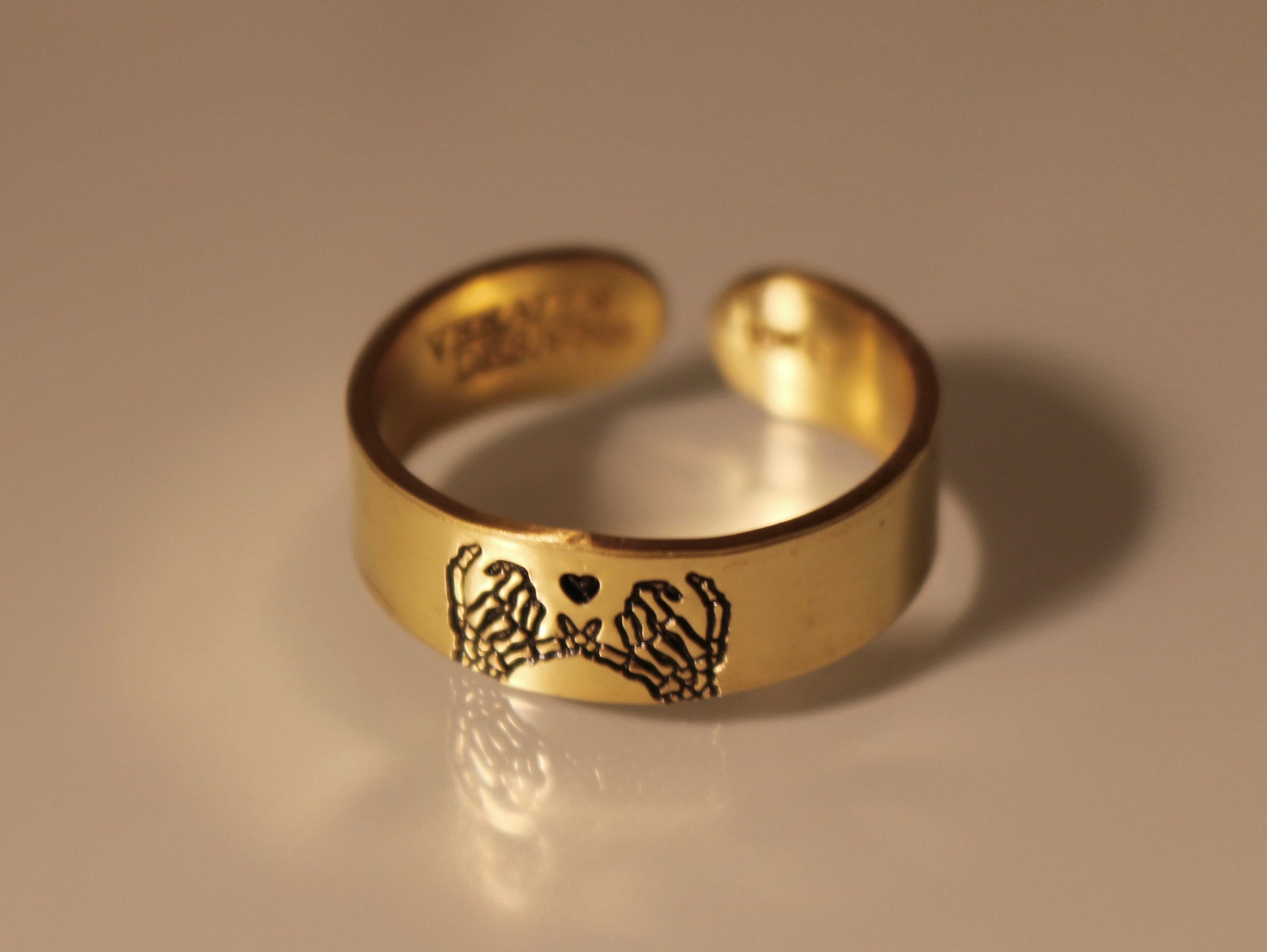Double Skeleton Pinky Swear Heart Ring