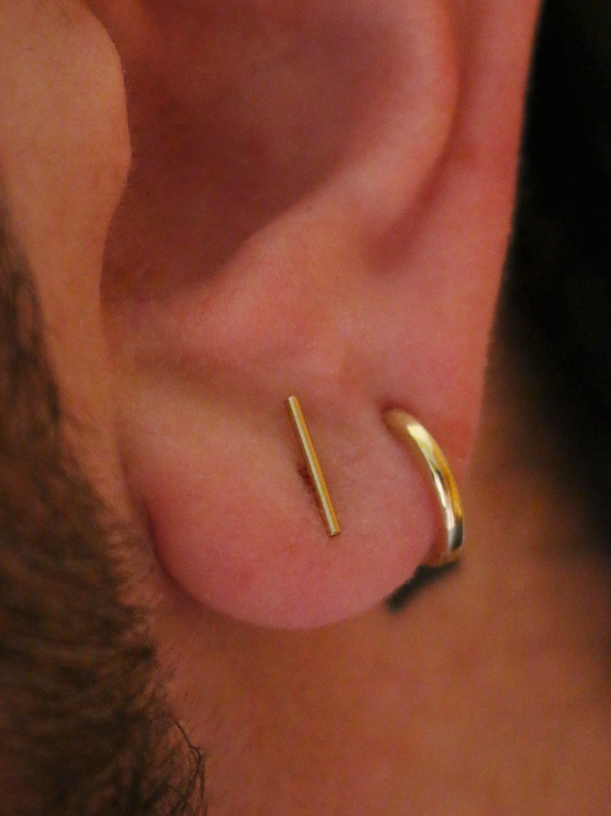 Gold Line Bar Stud Earrings