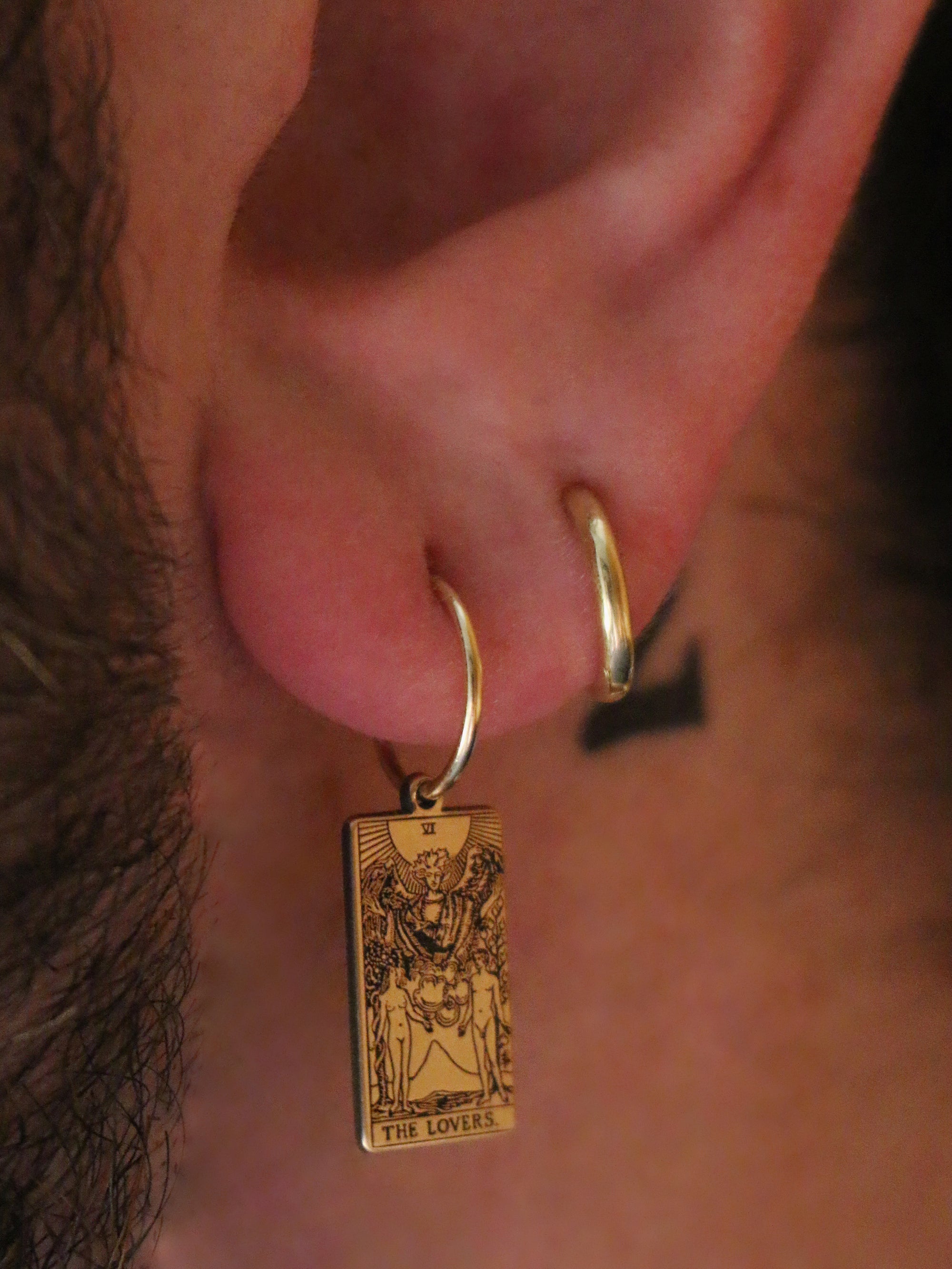 Tarot Card Hoop Earring - Gold Filled