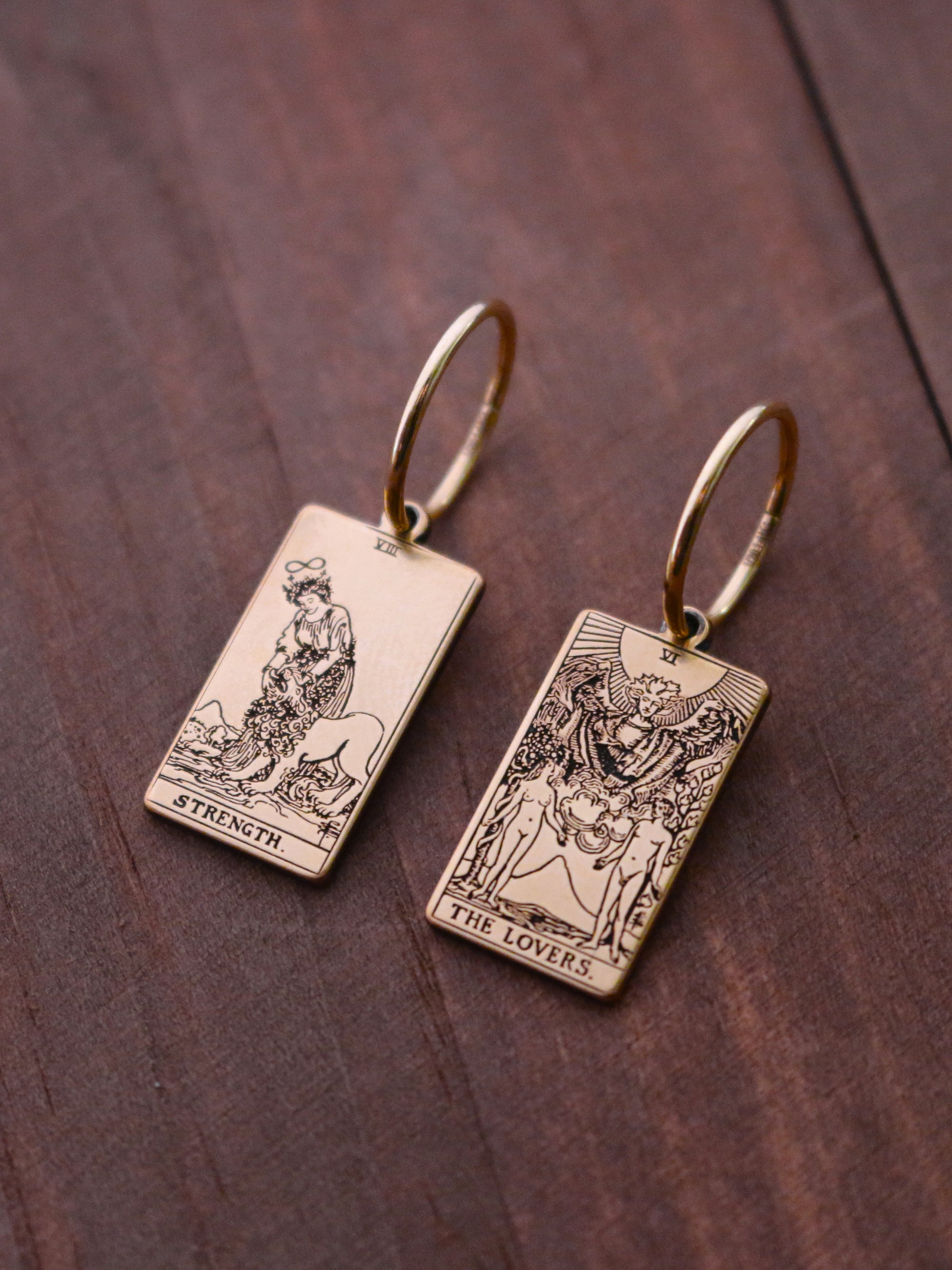 Tarot Card Hoop Earring - Gold Filled