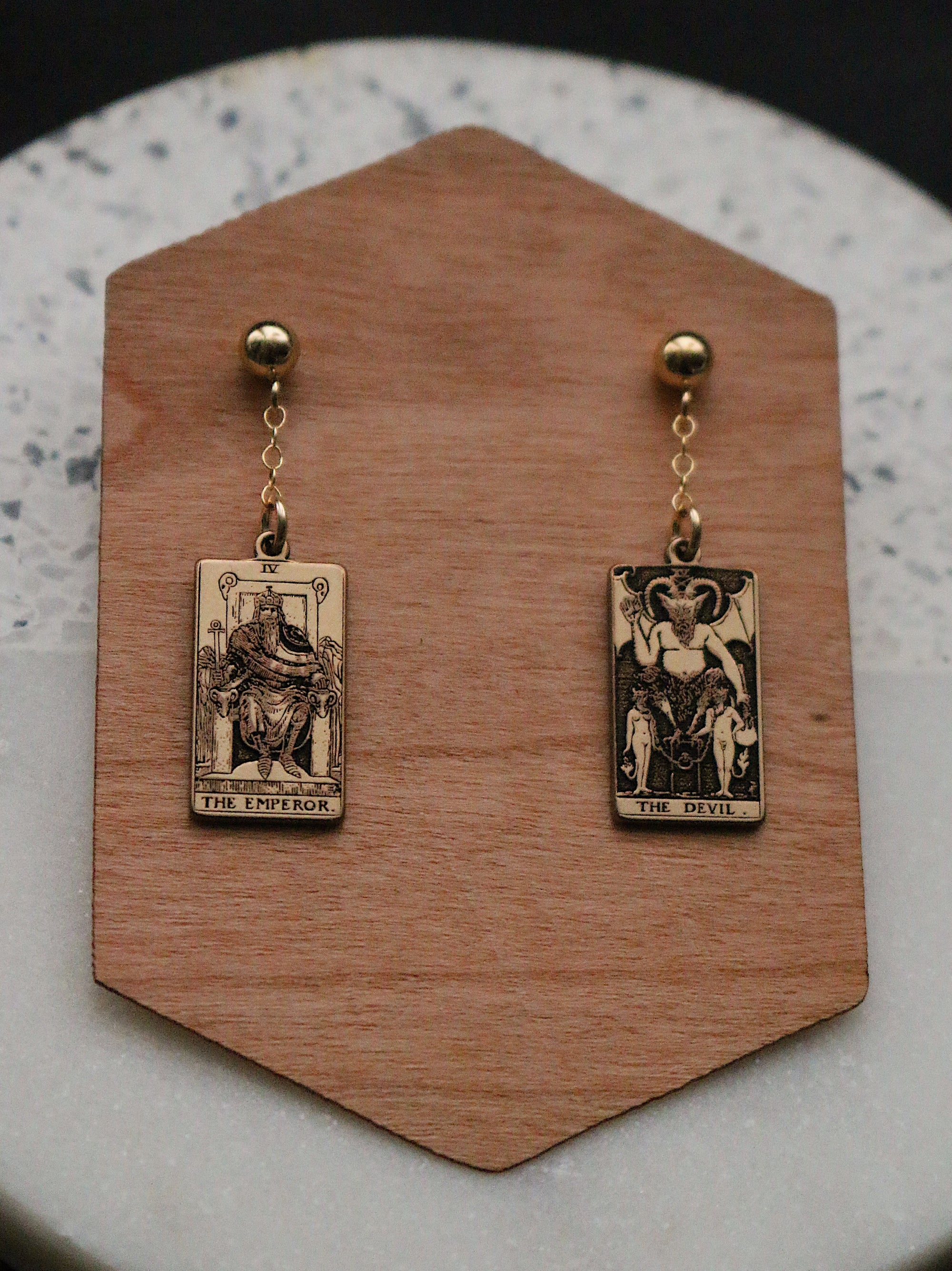 The Major Arcana Tarot Card Dangle Earring - Gold Filled