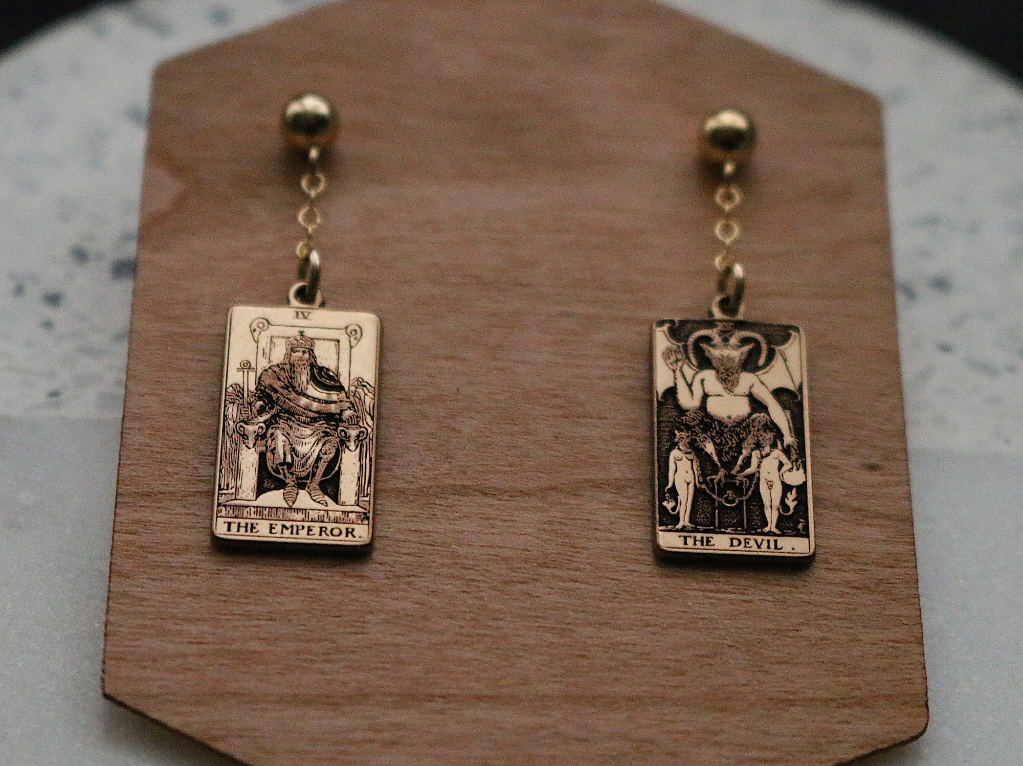 The Major Arcana Tarot Card Dangle Earring - Gold Filled