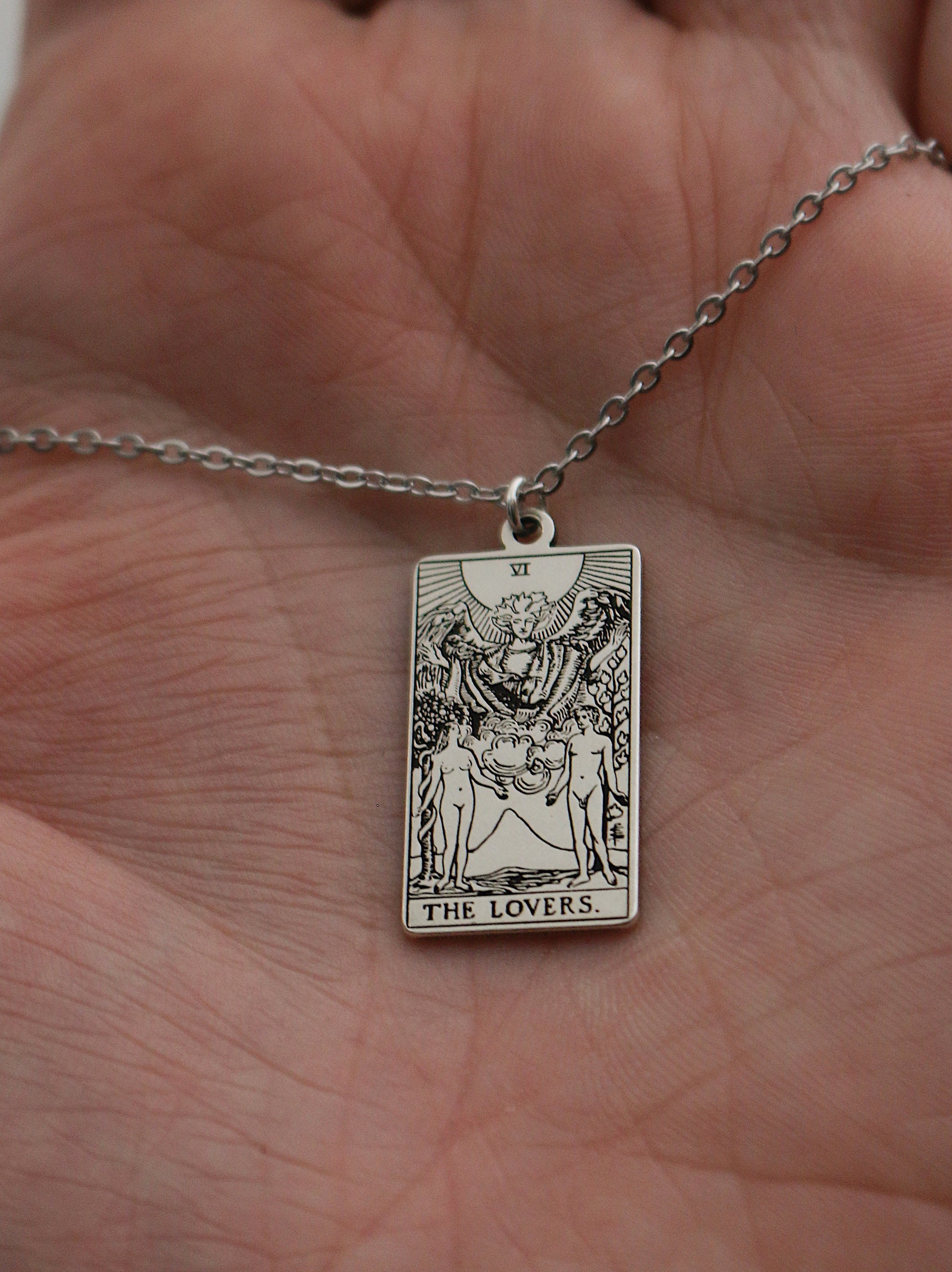 22 CARDS: Large The Major Arcana Tarot Card Necklace - Sterling Silver