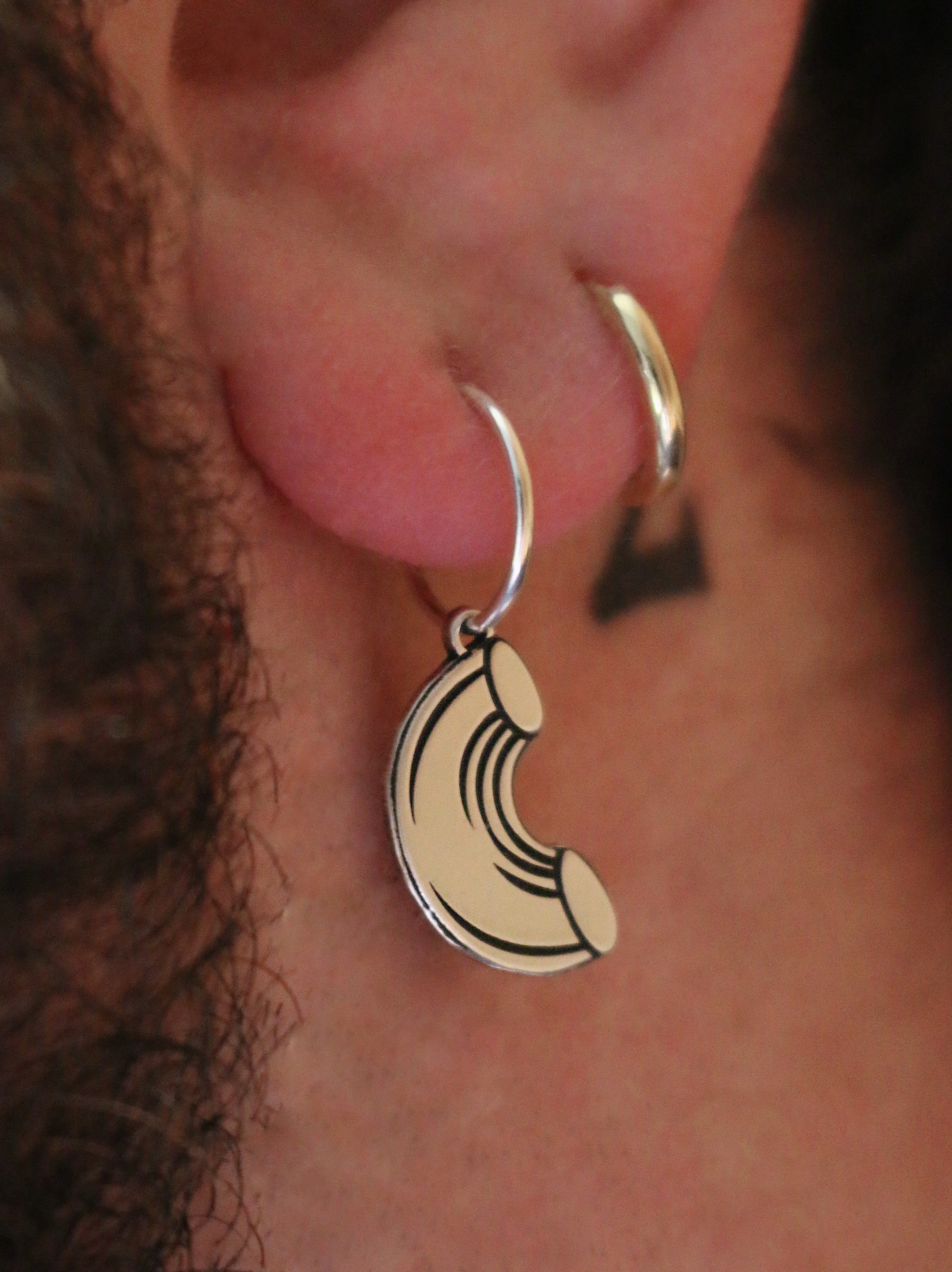 Macaroni Pasta Hoop Earring