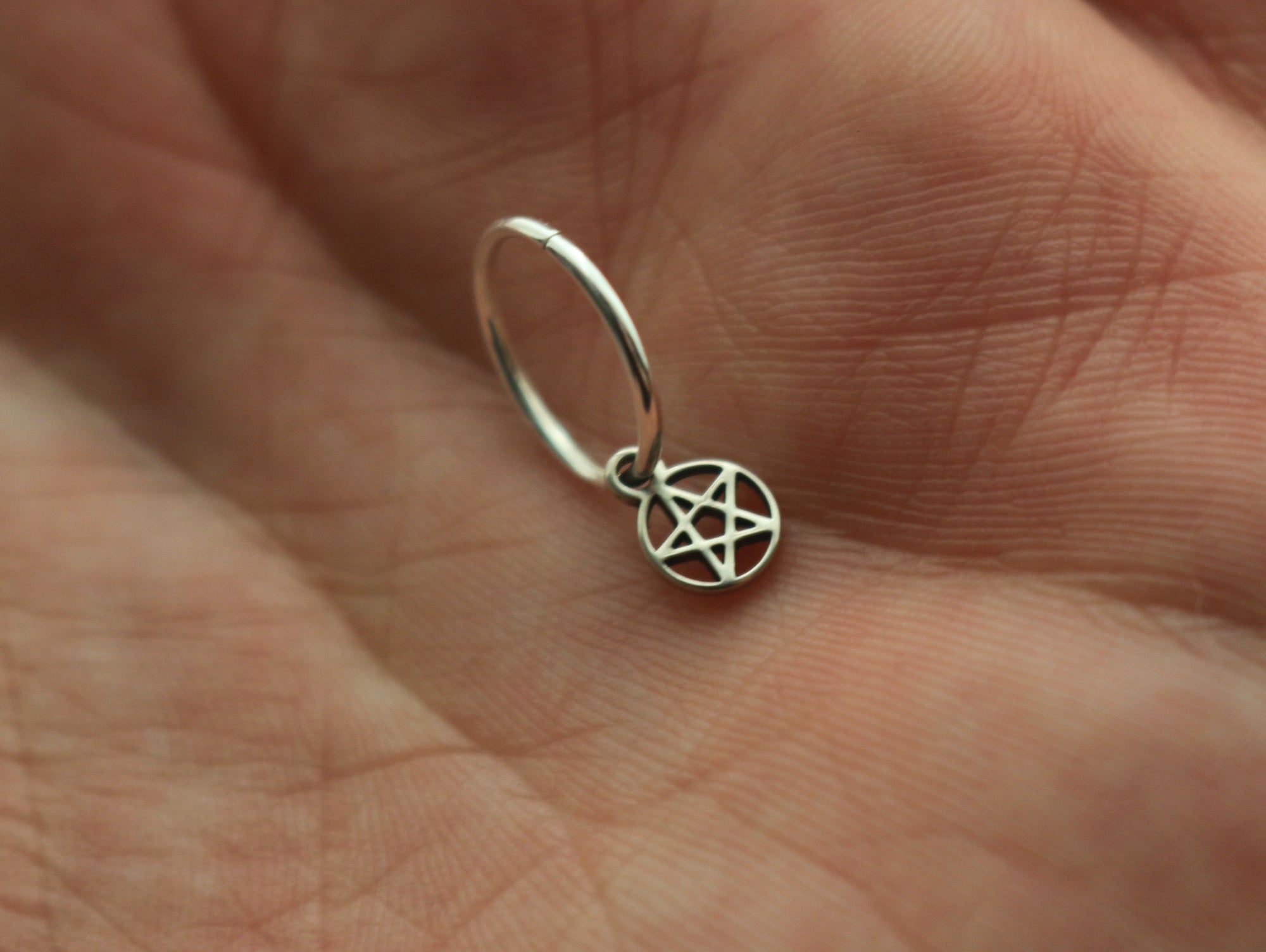 Pentacle Hoop Earring