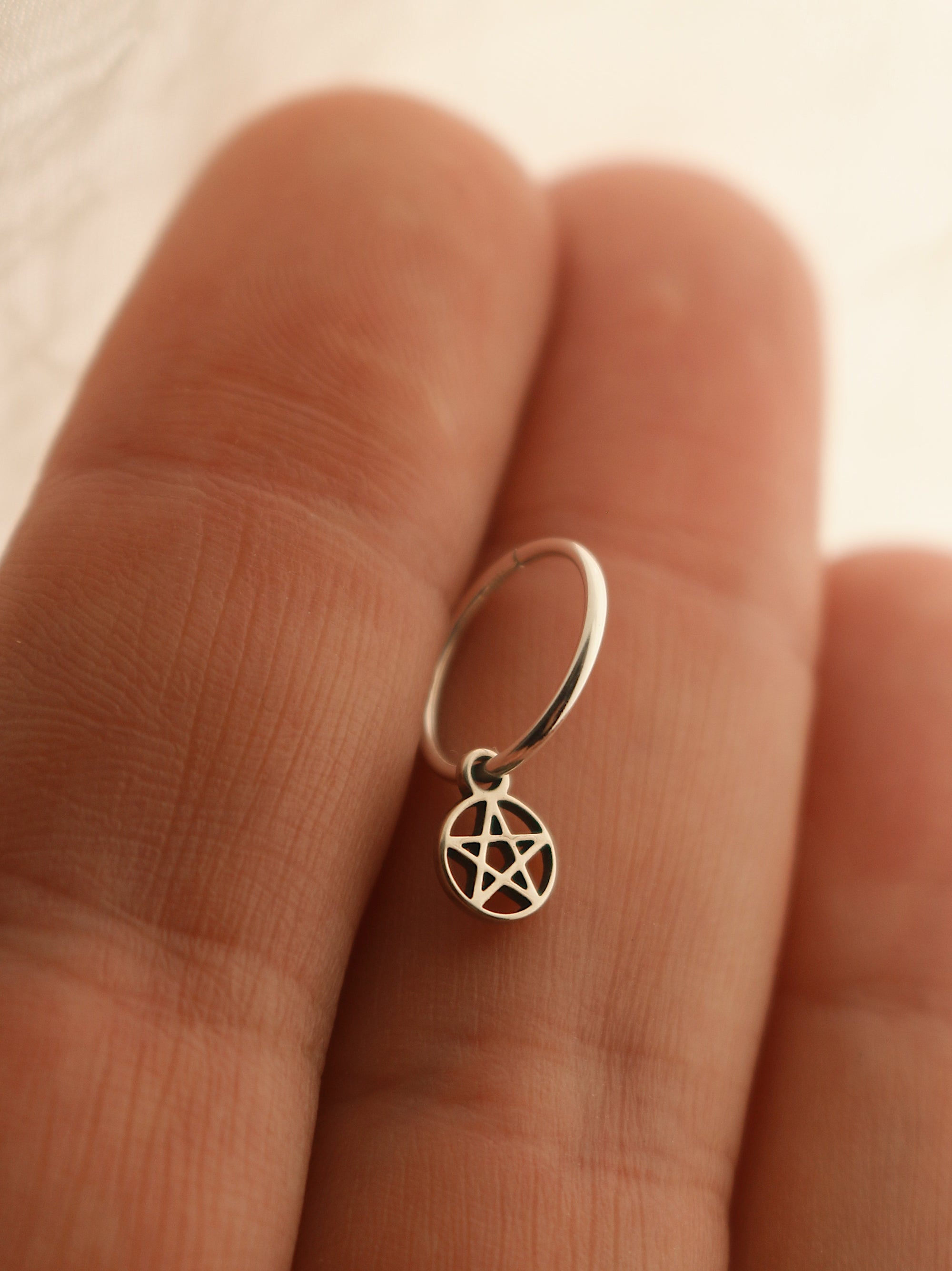 Pentacle Hoop Earring